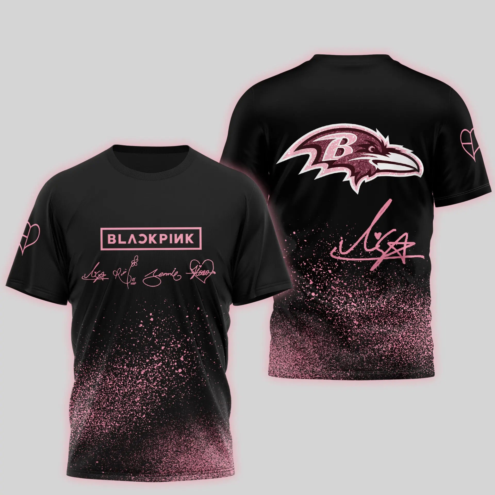 Baltimore Ravens | Premium NFL x BlackPink 3D Shirt TD – HuddleStyle.com - Image 2
