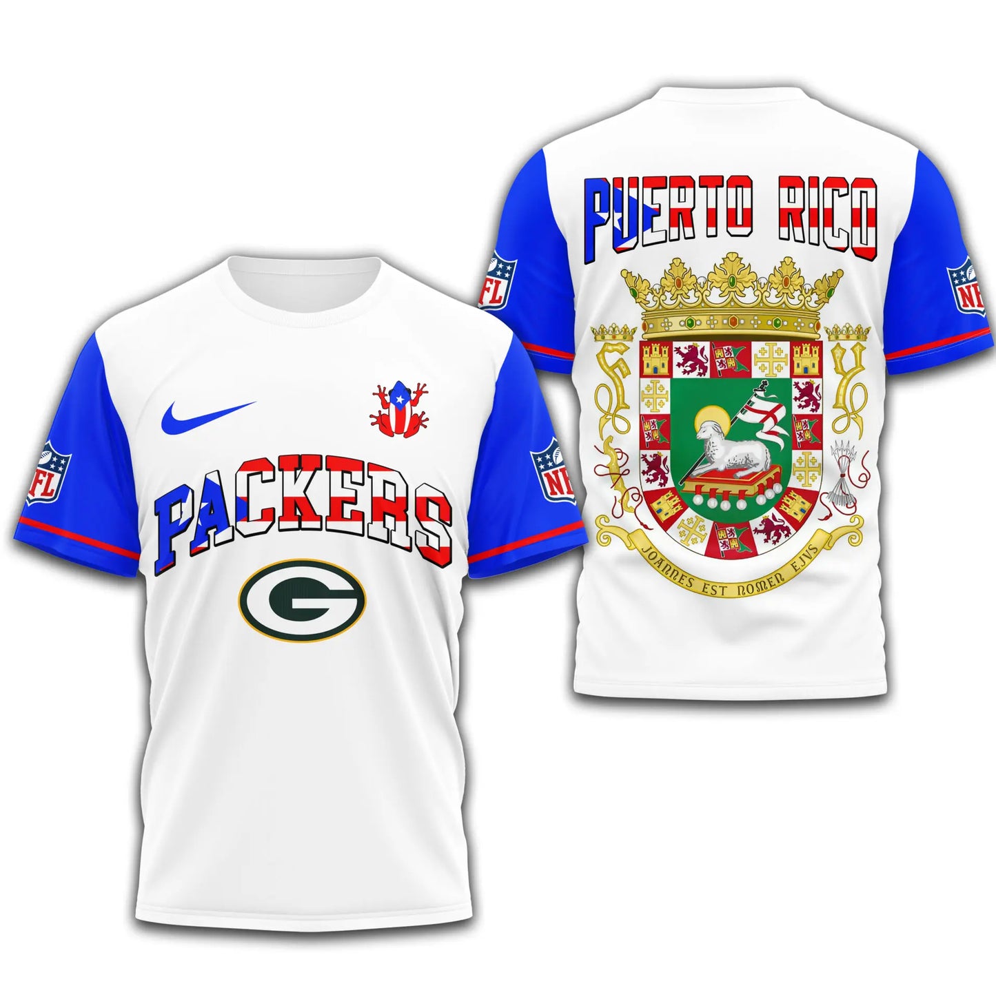 Green Bay Packers | Premium NFL x Puerto Rico  3D Shirt TD – HuddleStyle.com - Image 2