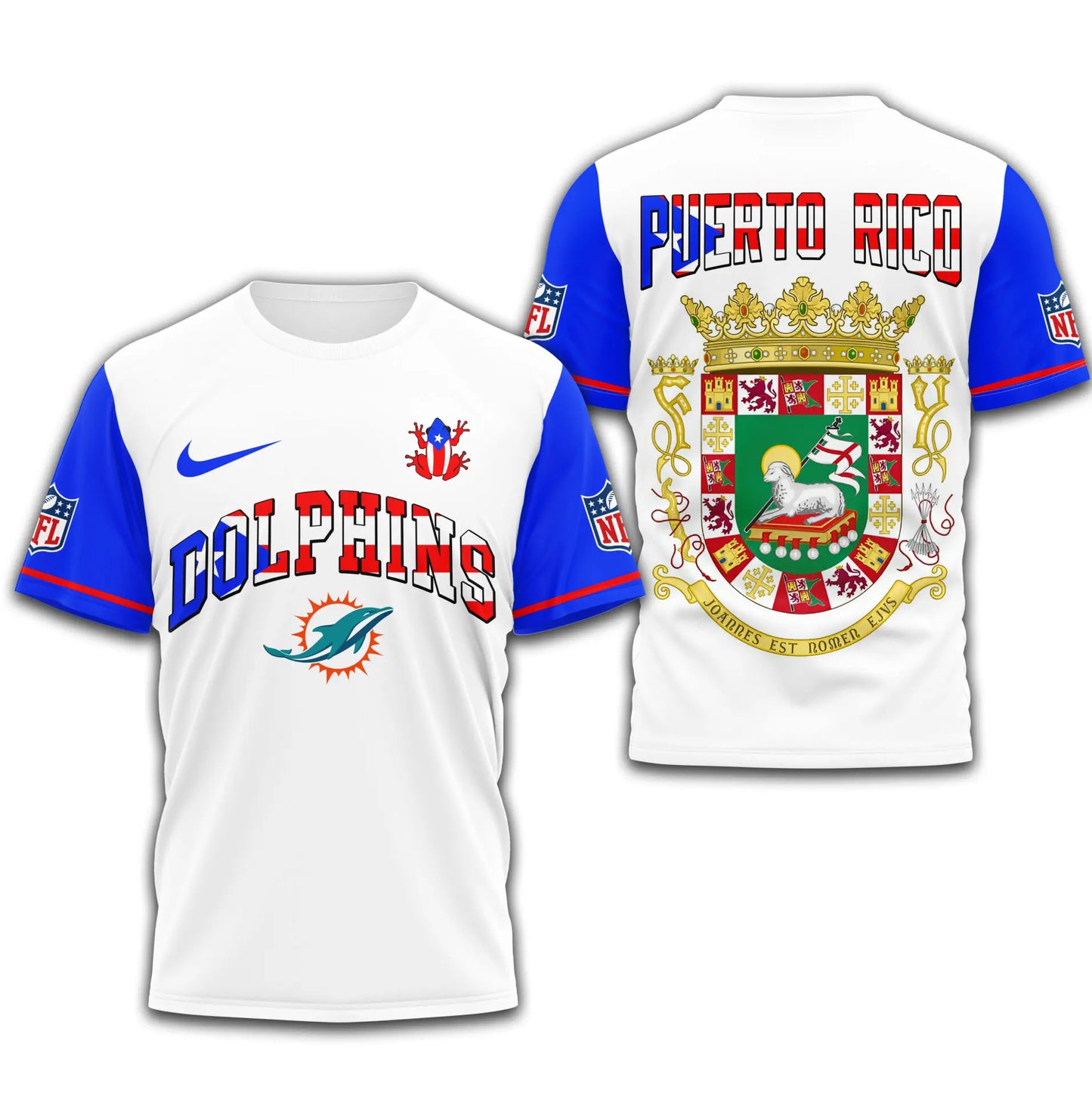 Miami Dolphins | Premium NFL x Puerto Rico  3D Shirt TD – HuddleStyle.com - Image 2