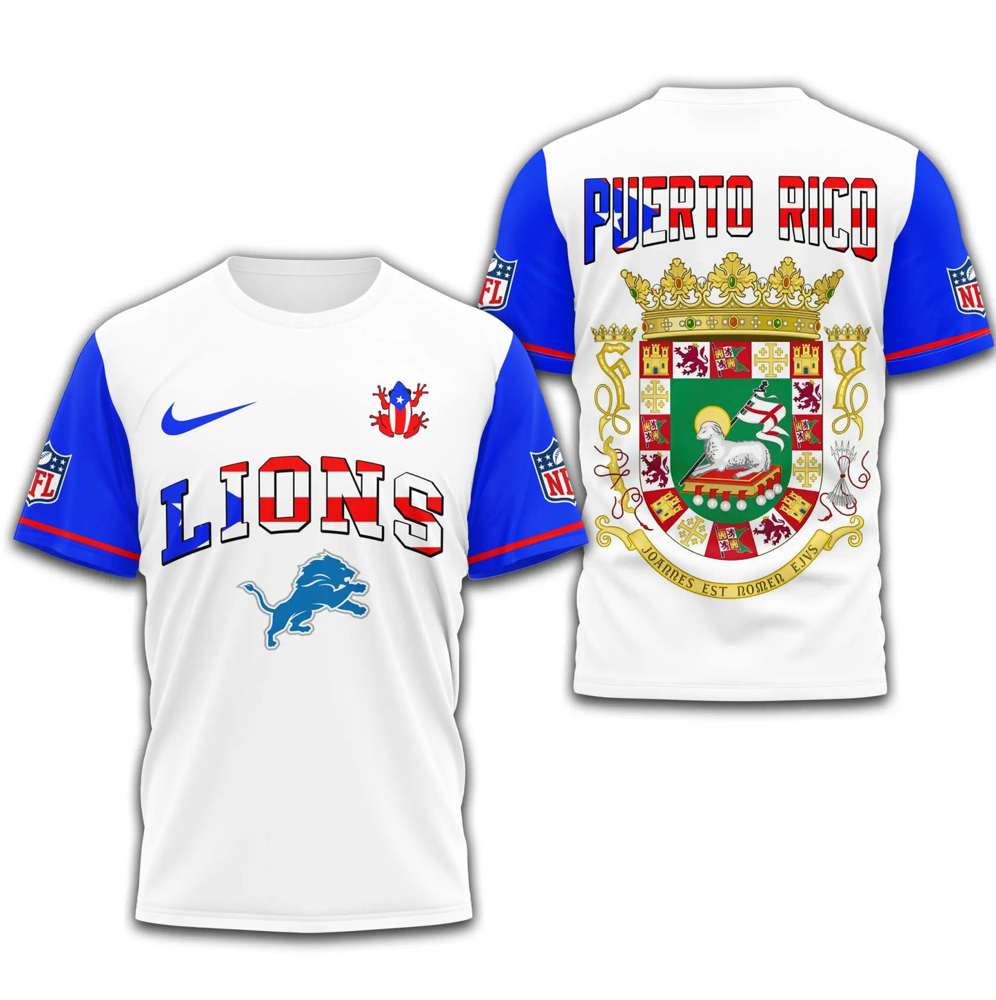 Detroit Lions | Premium NFL x Puerto Rico  3D Shirt TD – HuddleStyle.com - Image 2