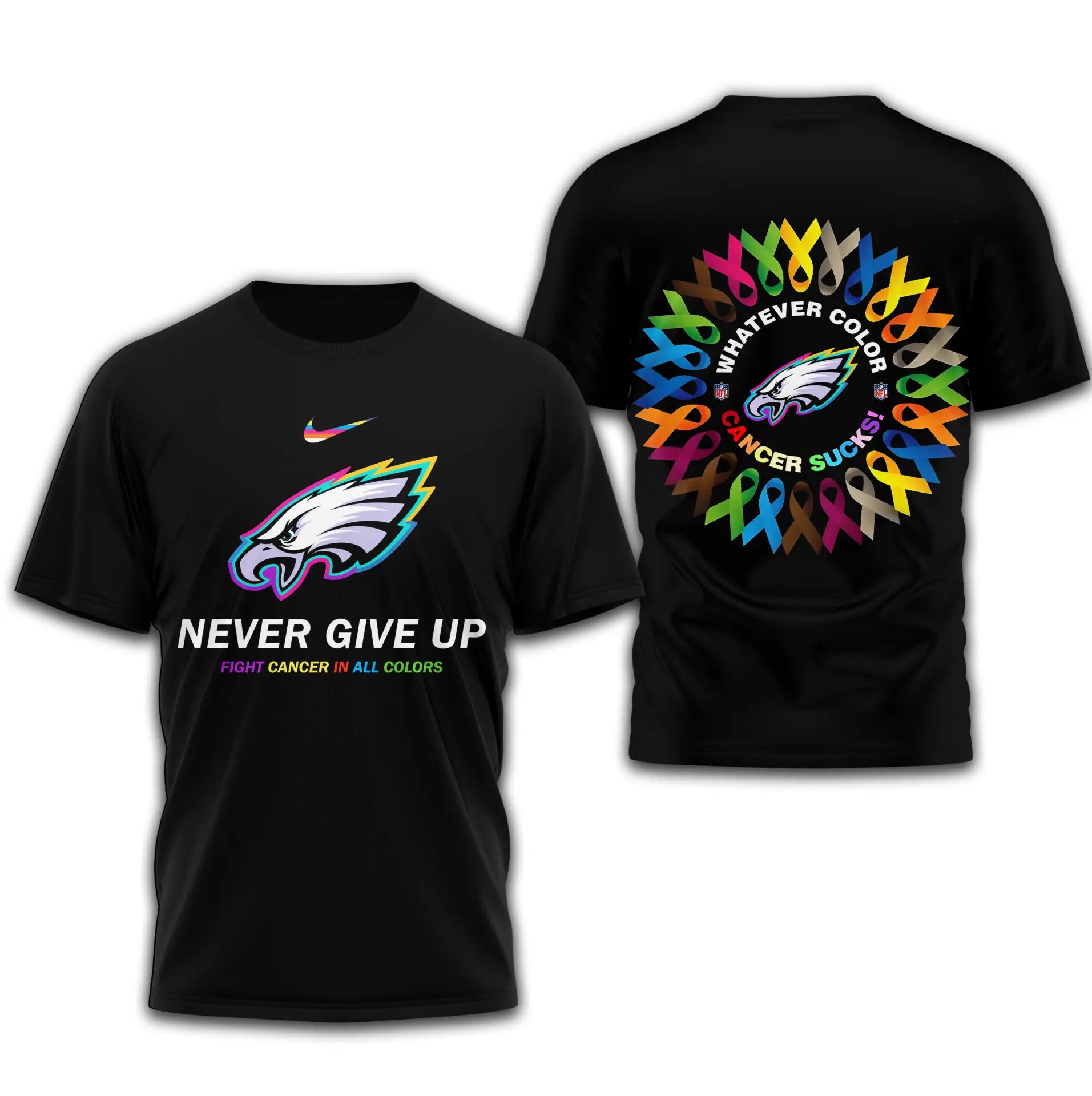 Philadelphia Eagles | Premium Fight Cancer In All Colors 3D Shirt TD – HuddleStyle.com - Main