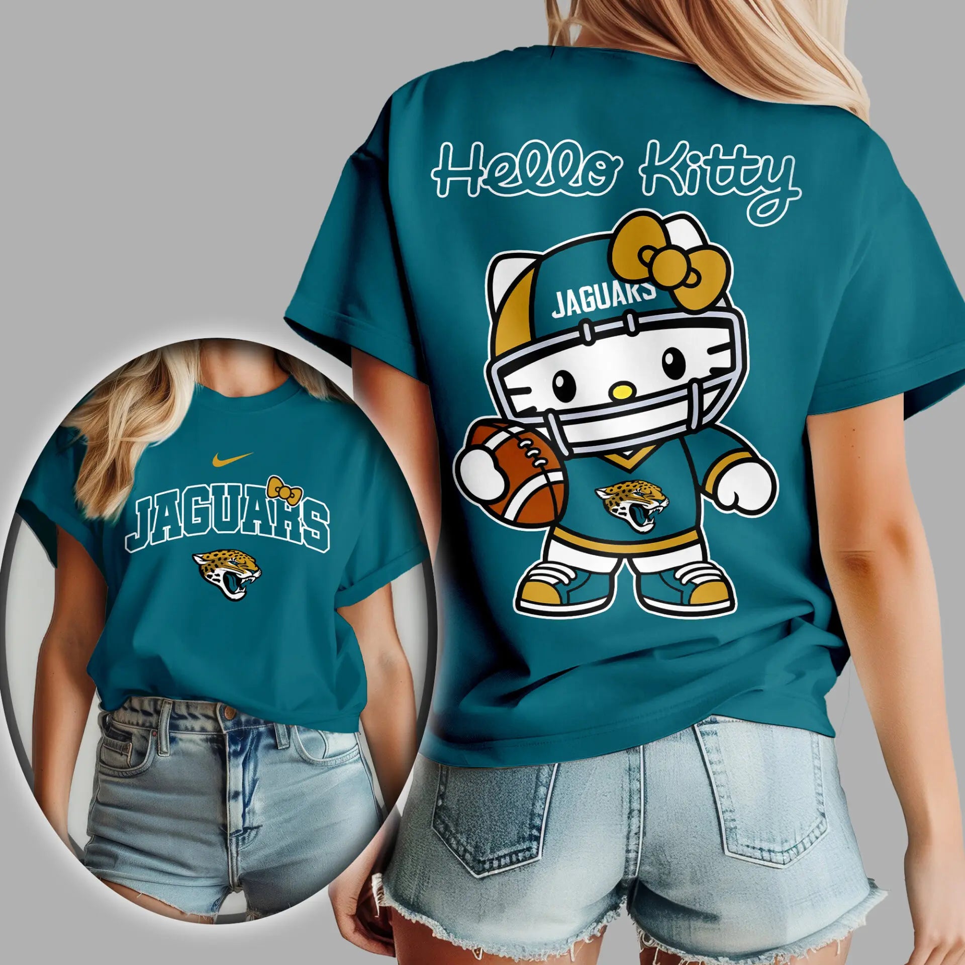 Jacksonville Jaguars | Premium NFL Hello Kitty 3D Shirt TD – HuddleStyle.com - Main