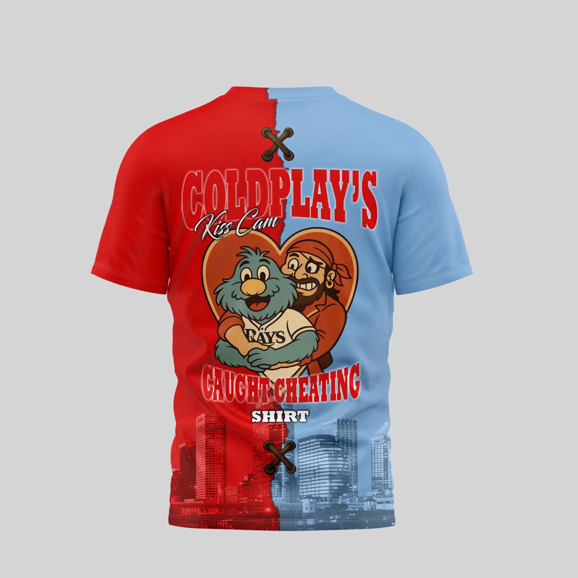 Tampa Bay Buccaneers – Tampa Bay Rays | Kiss Cam Caught Cheating 3D Shirt TD – HuddleStyle.com - Image 3