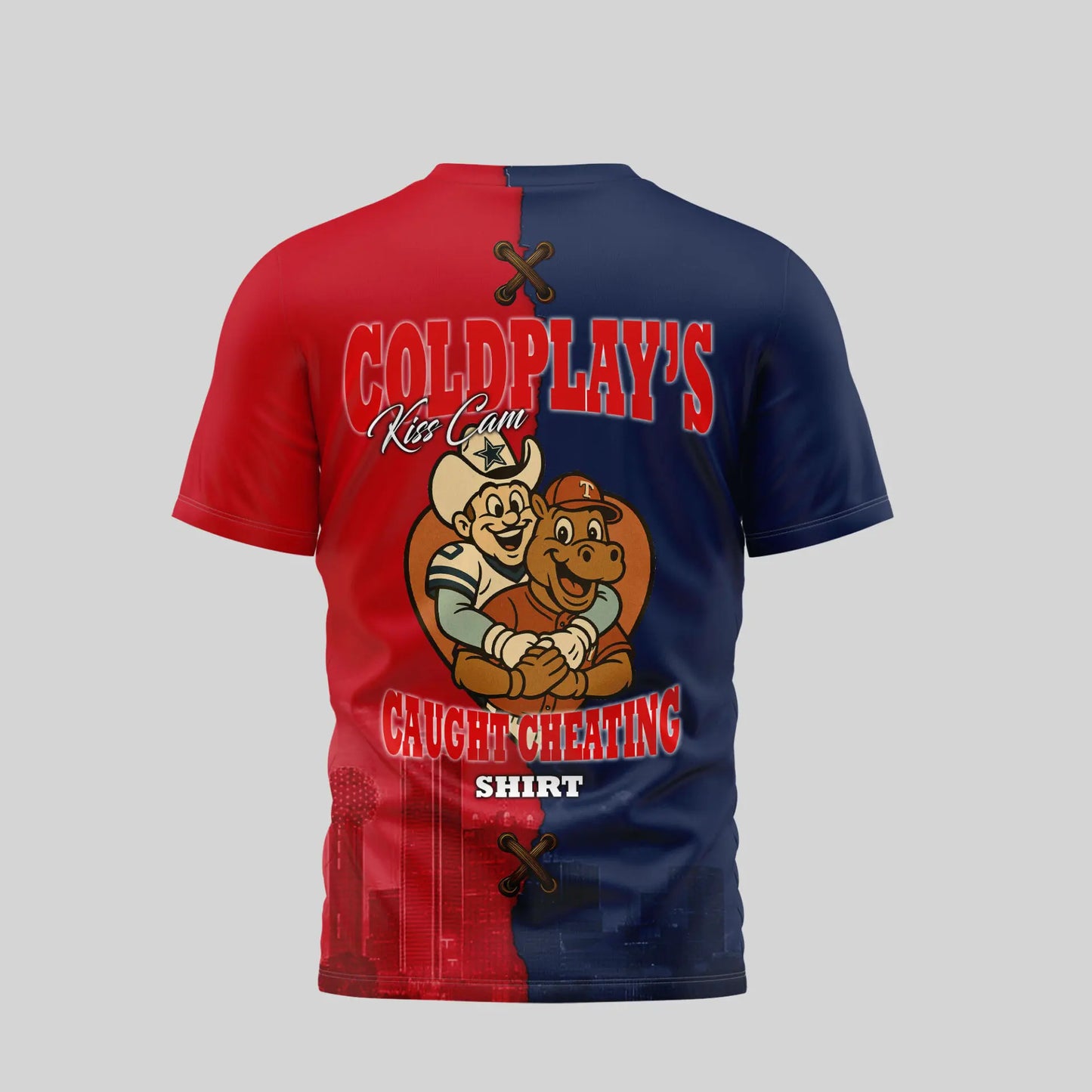 Dallas Cowboys – Texas Rangers | Kiss Cam Caught Cheating 3D Shirt TD – HuddleStyle.com - Main