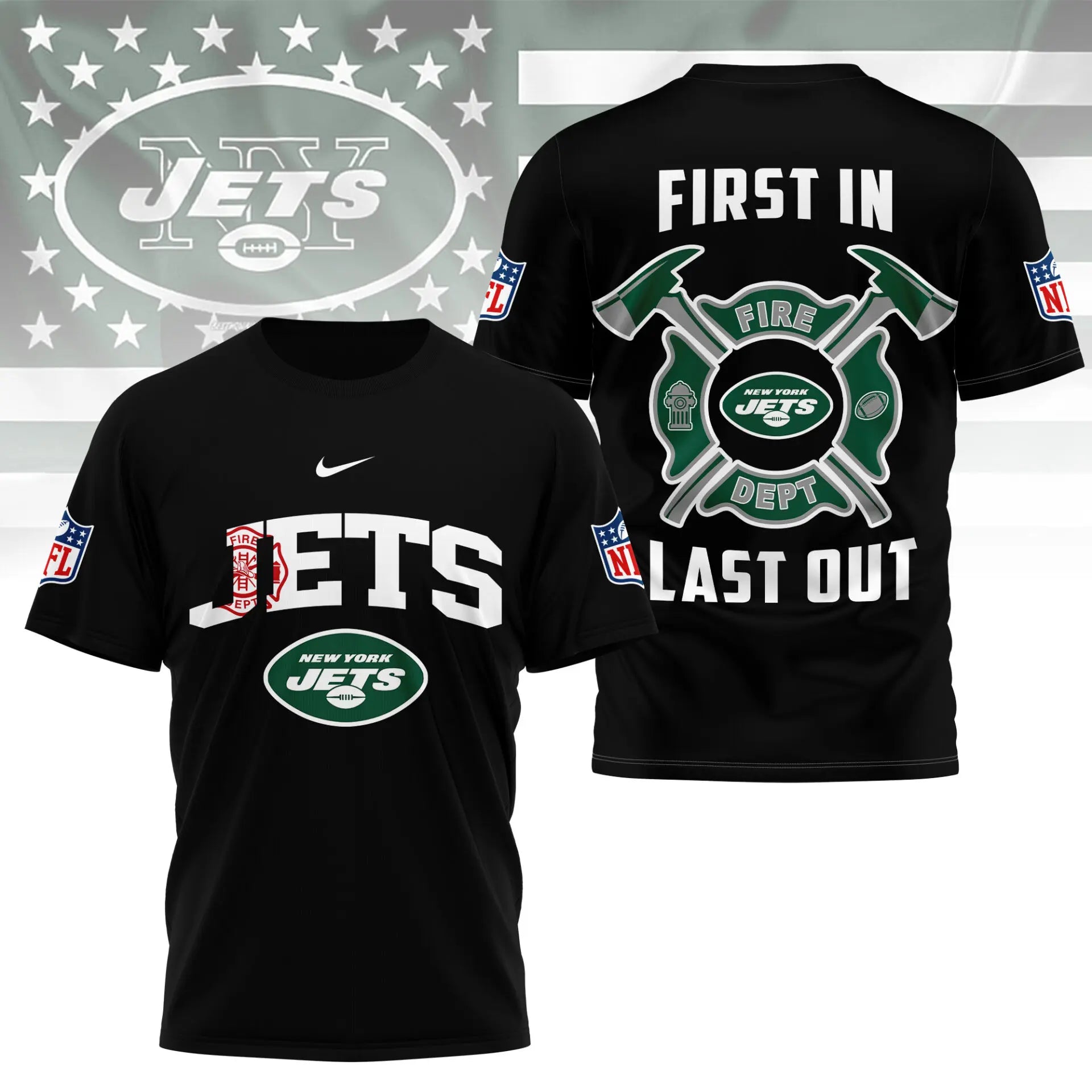 New York Jets | Premium NFL Fire Dept 3D Shirt TD – HuddleStyle.com - Main