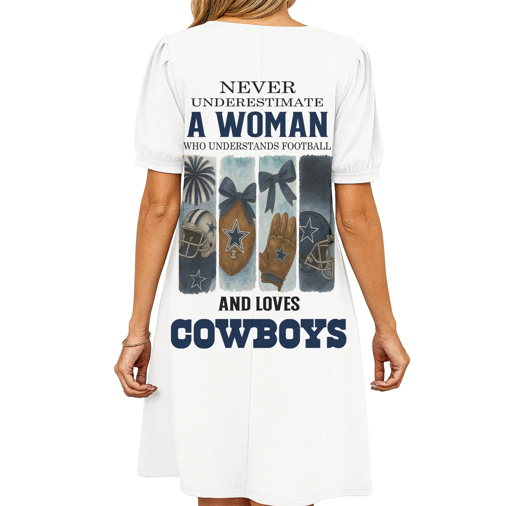 Dallas Cowboys | Premium NFL V-neck Dress HI – HuddleStyle.com - Image 2