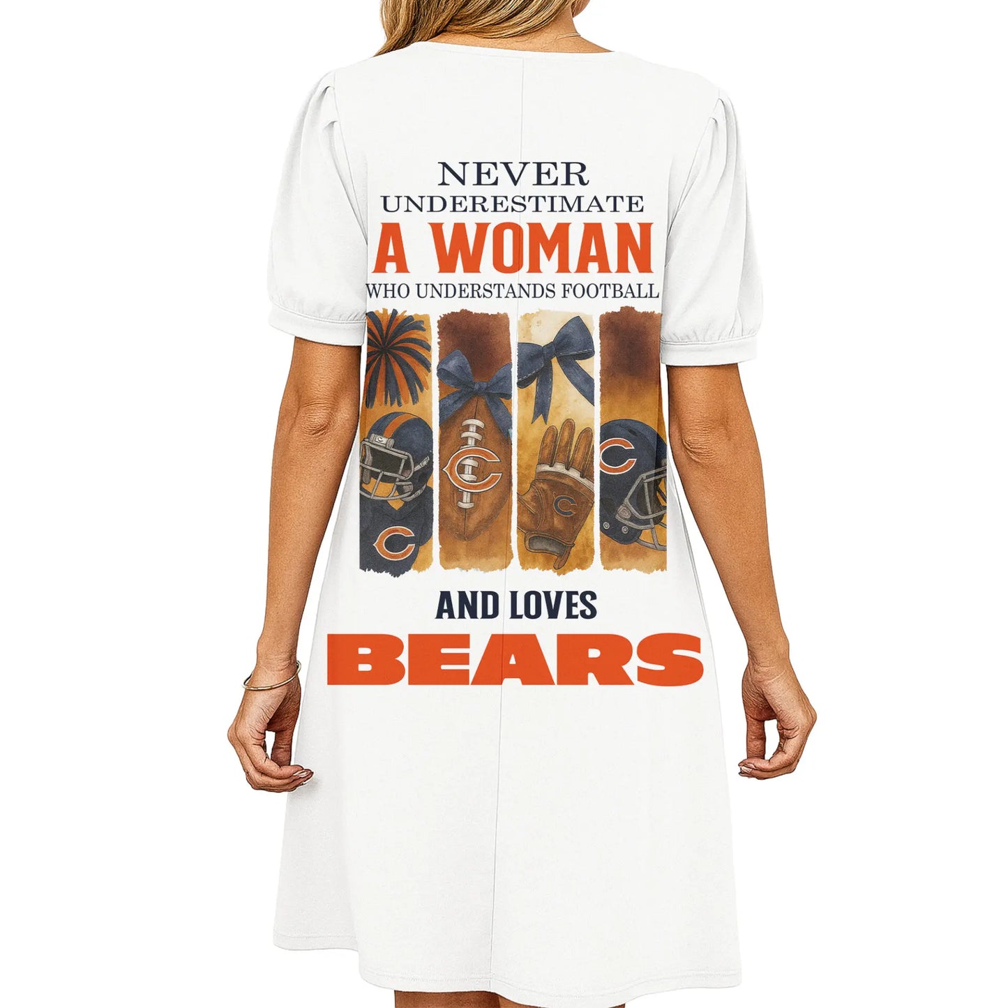 Chicago Bears | Premium NFL V-neck Dress HI – HuddleStyle.com - Image 2