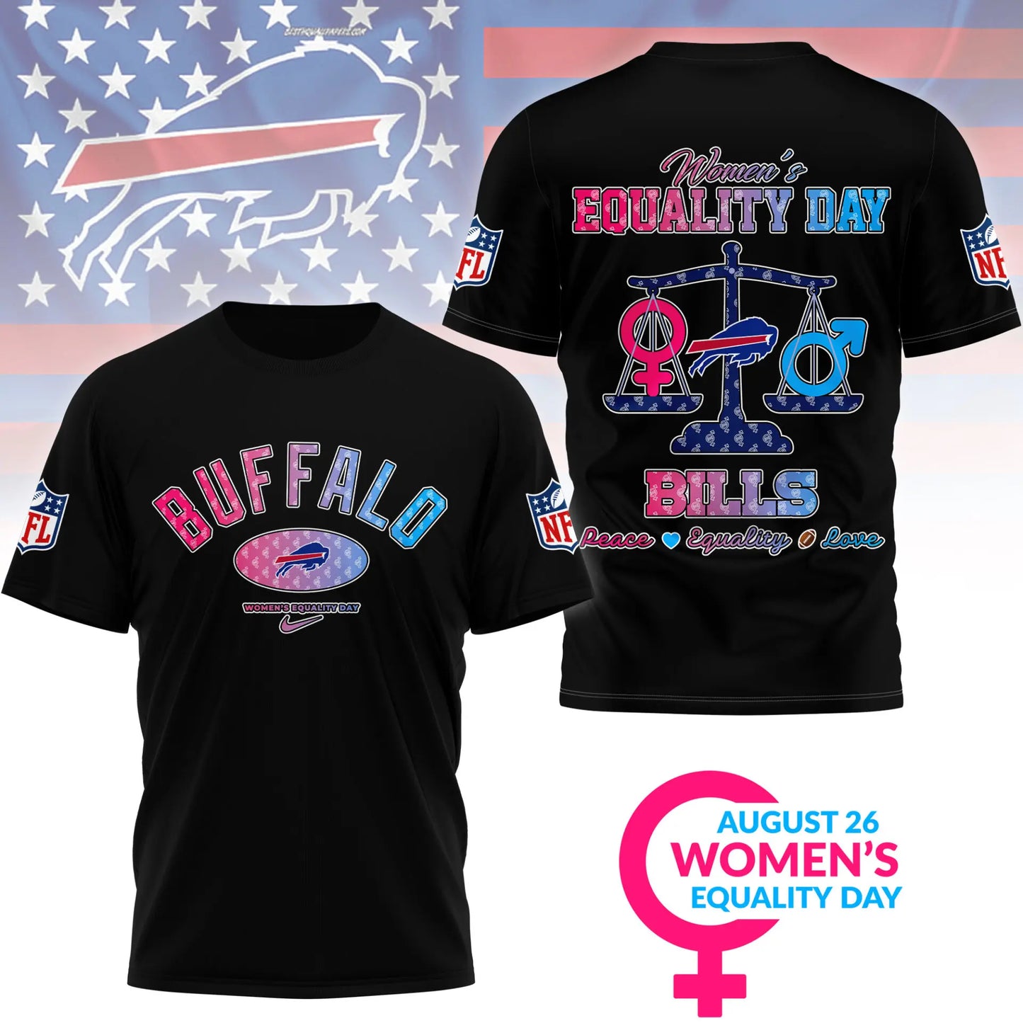 Buffalo Bills | Premium Women’s Equality Day 3D Shirt NY – HuddleStyle.com - Main