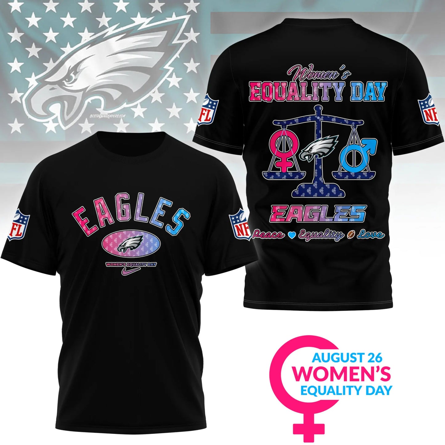 Philadelphia Eagles | Premium Women’s Equality Day 3D Shirt NY – HuddleStyle.com - Image 3