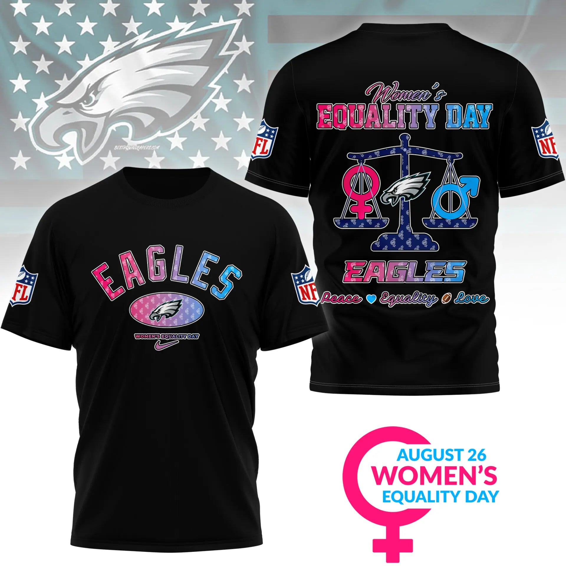 Philadelphia Eagles | Premium Women’s Equality Day 3D Shirt NY – HuddleStyle.com - Image 3