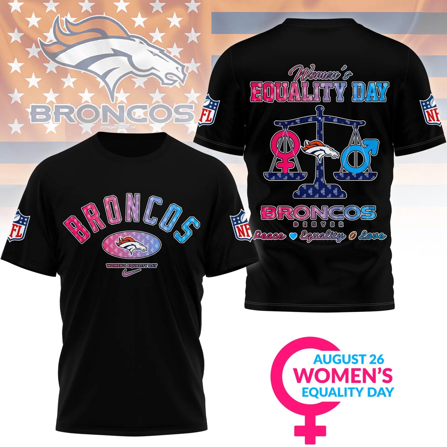 Denver Broncos | Premium Women’s Equality Day 3D Shirt NY – HuddleStyle.com - Image 4