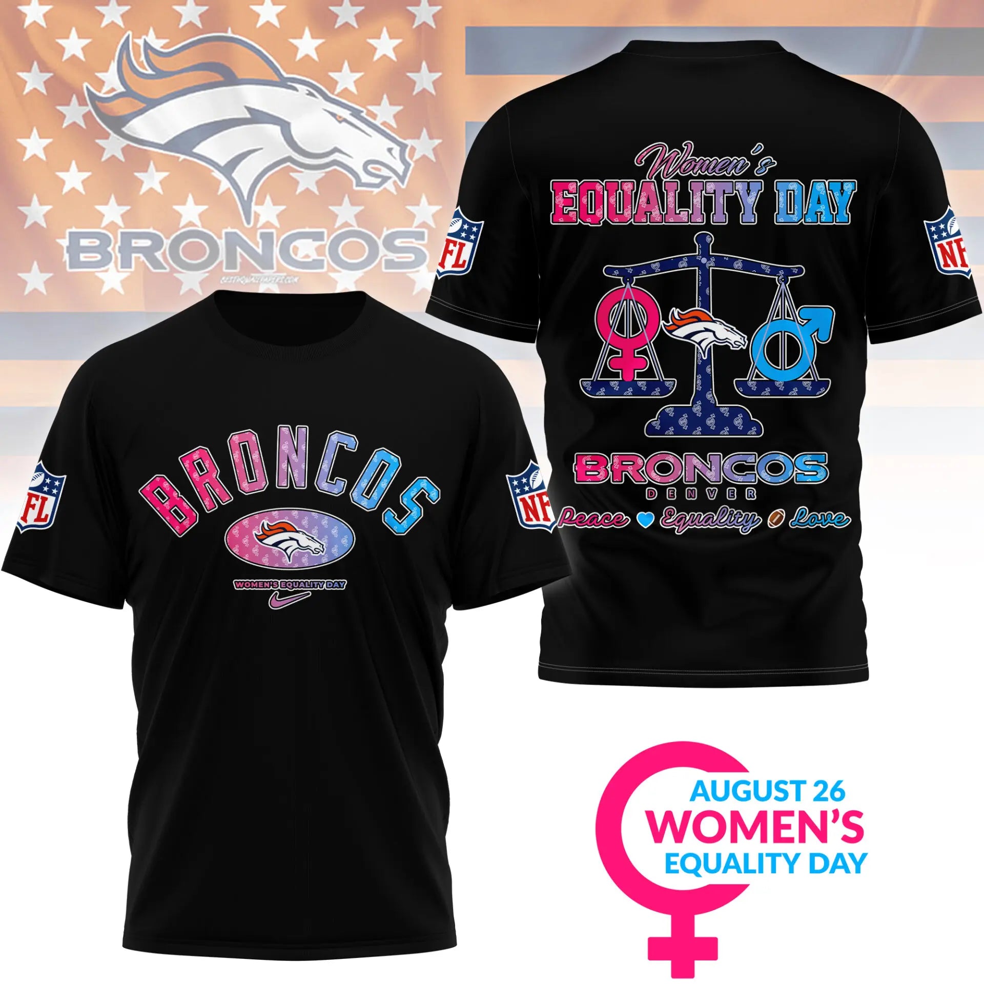Denver Broncos | Premium Women’s Equality Day 3D Shirt NY – HuddleStyle.com - Image 4
