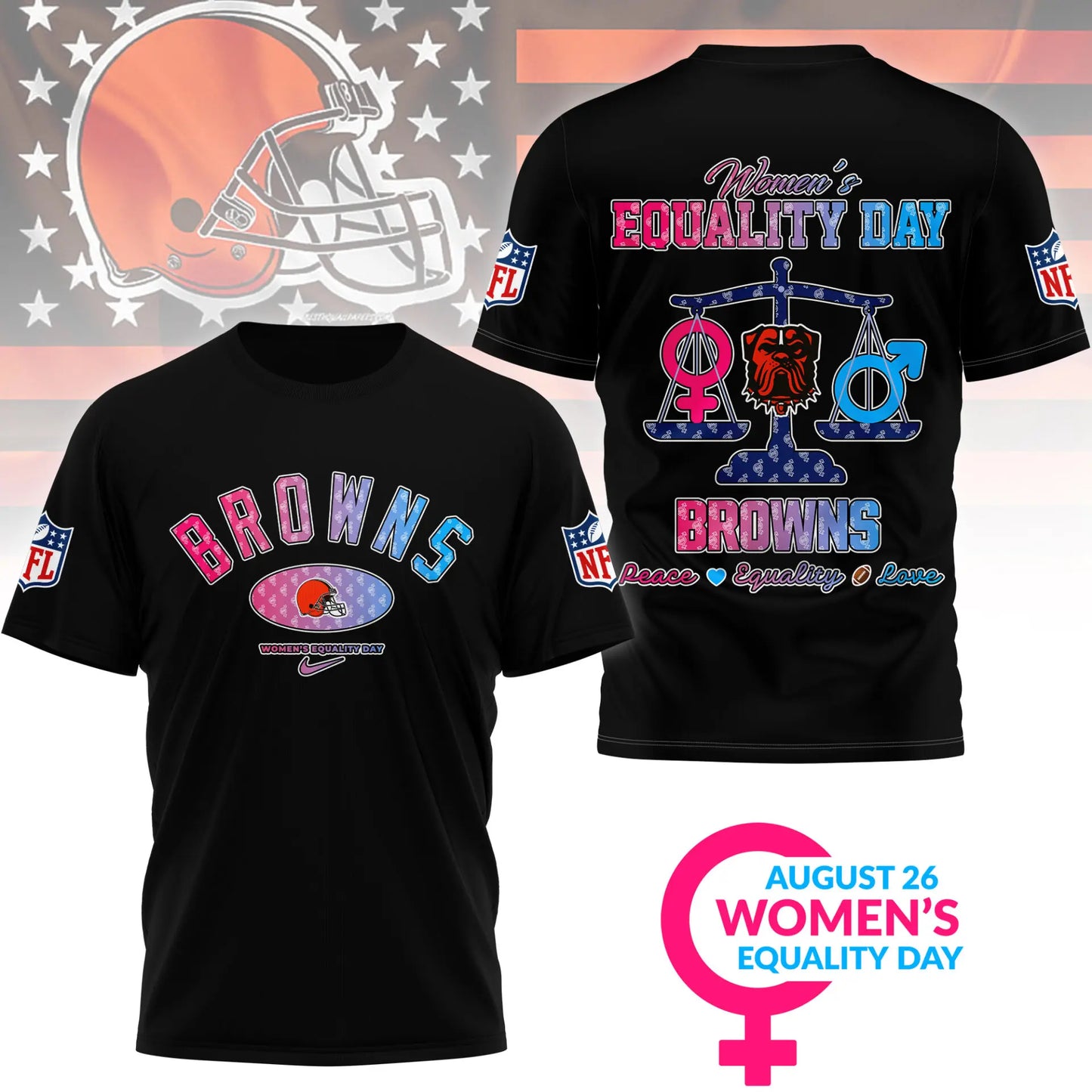 Cleveland Browns | Premium Women’s Equality Day 3D Shirt NY – HuddleStyle.com - Image 2