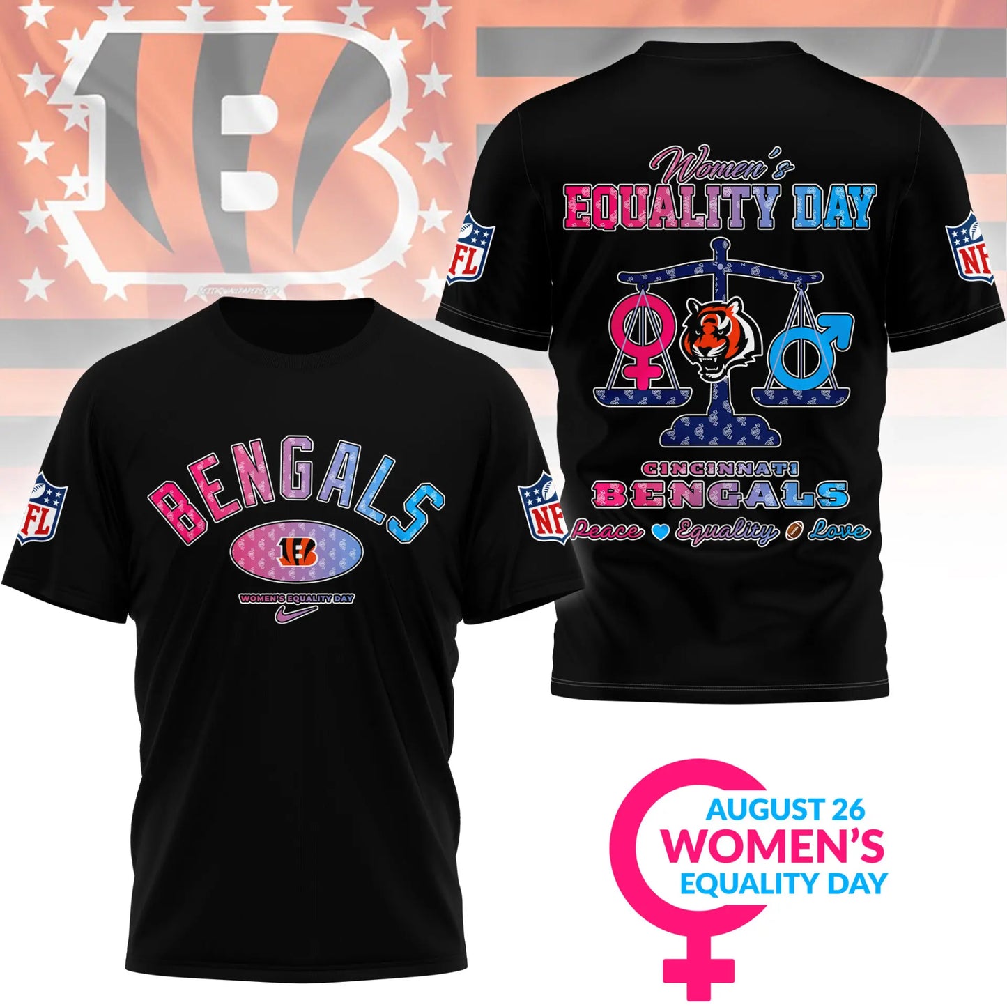 Cincinnati Bengals | Premium Women’s Equality Day 3D Shirt NY – HuddleStyle.com - Image 2