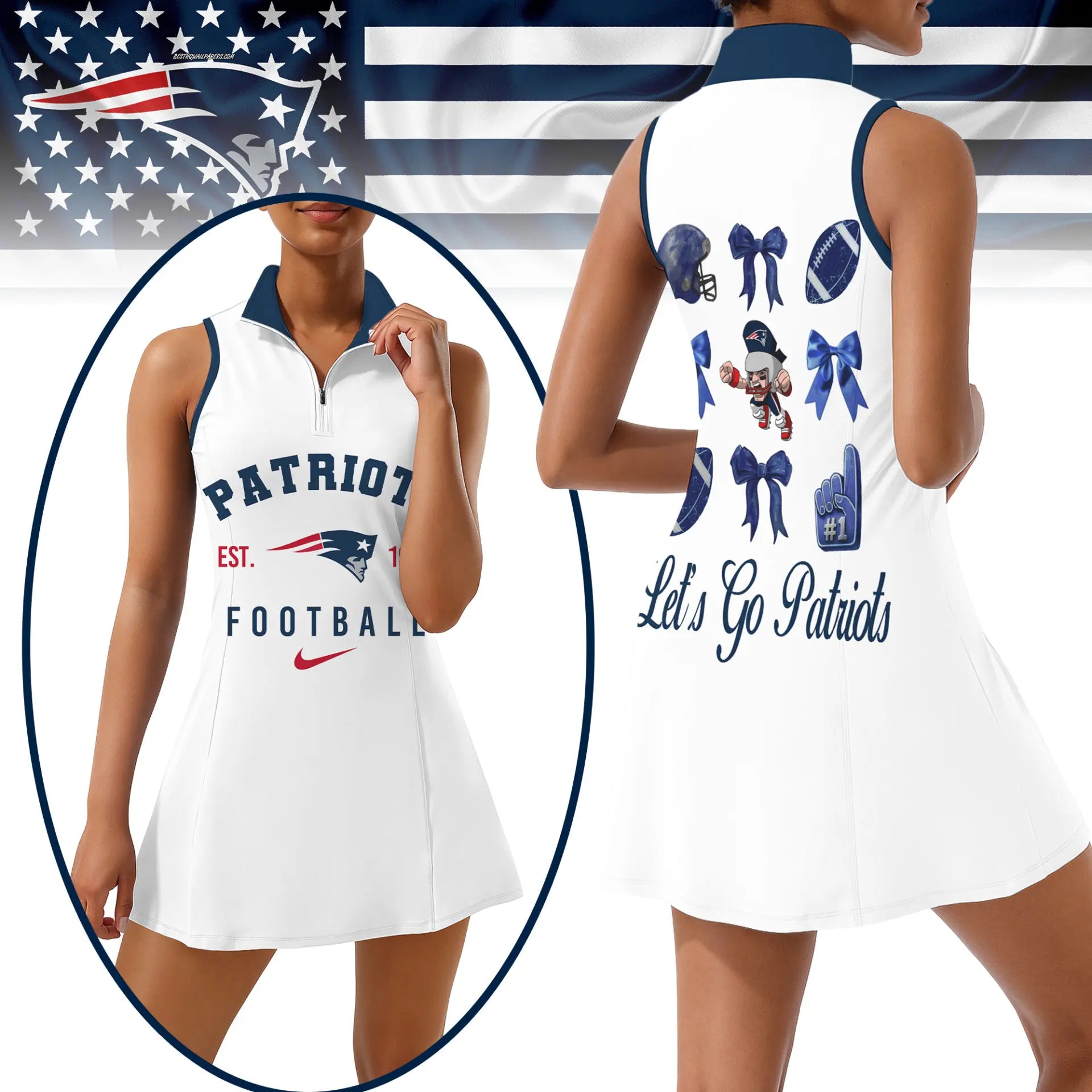 New England Patriots | Premium Women Sport Dress NY – HuddleStyle.com - Image 4