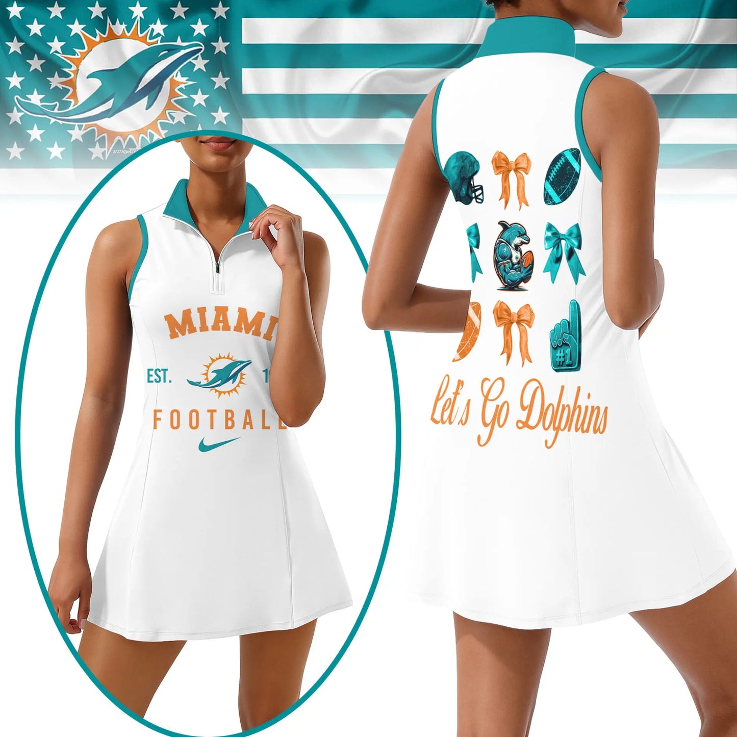 Miami Dolphins | Premium Women Sport Dress NY – HuddleStyle.com - Image 3