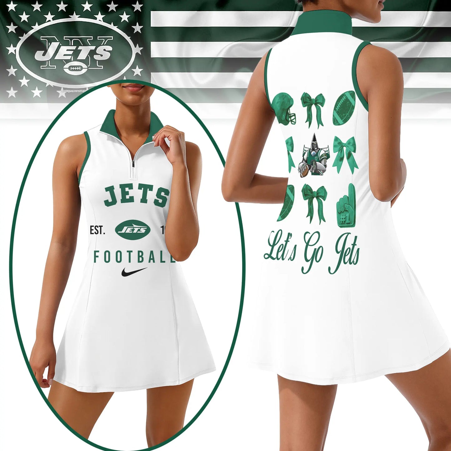 New York Jets | Premium Women Sport Dress NY – HuddleStyle.com - Image 3