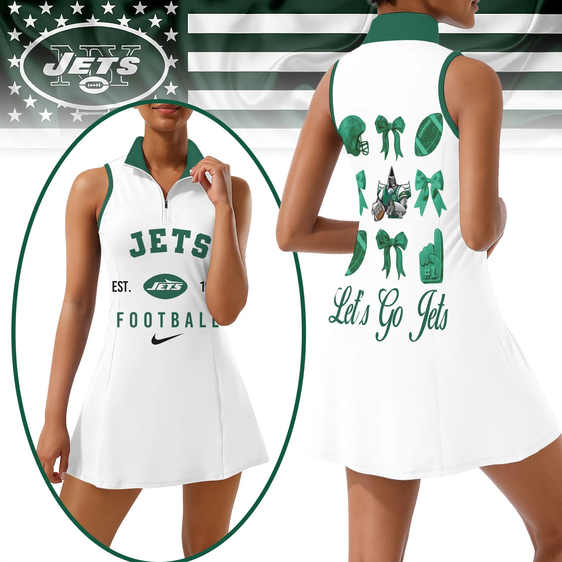 New York Jets | Premium Women Sport Dress NY – HuddleStyle.com - Image 3