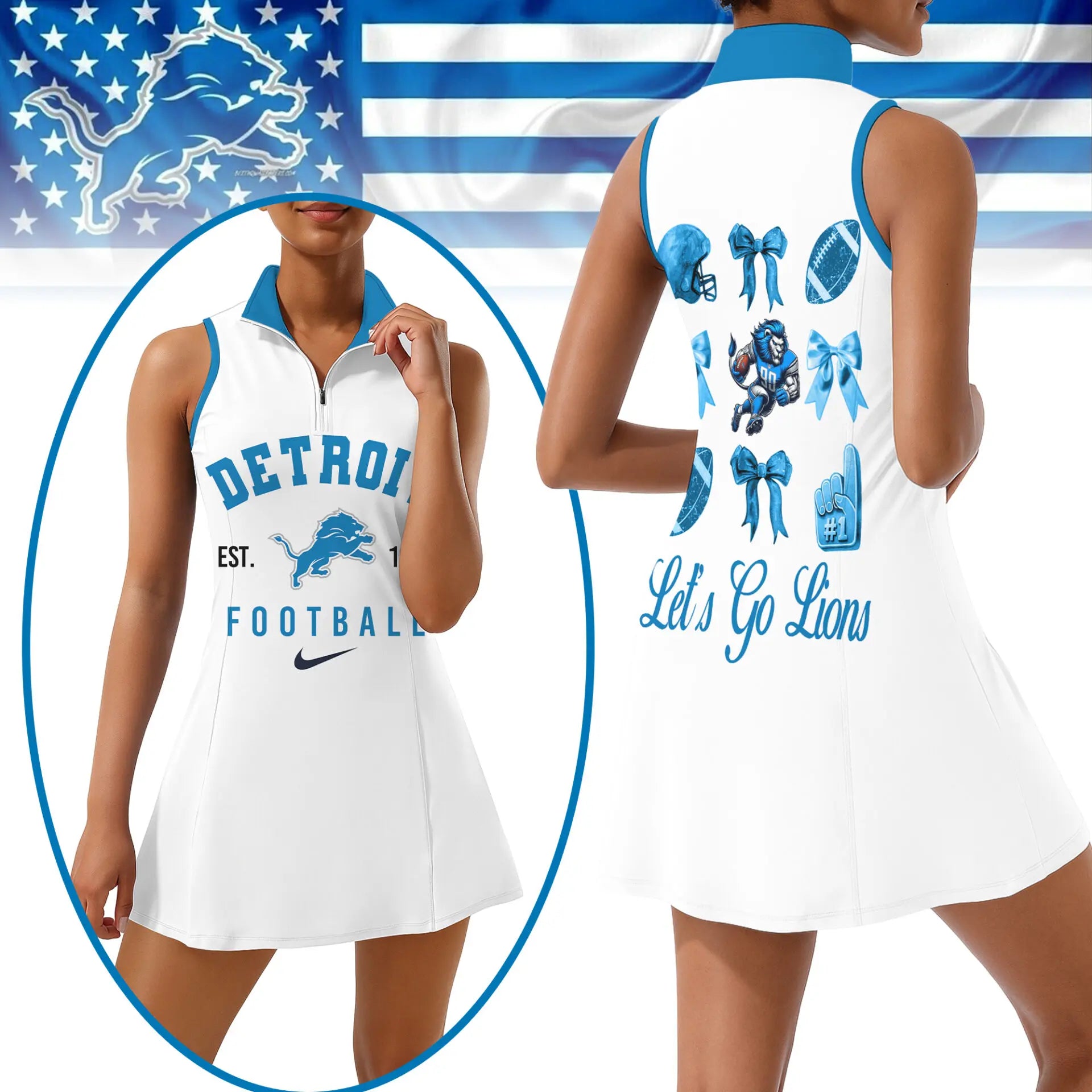 Detroit Lions | Premium Women Sport Dress NY – HuddleStyle.com - Image 3