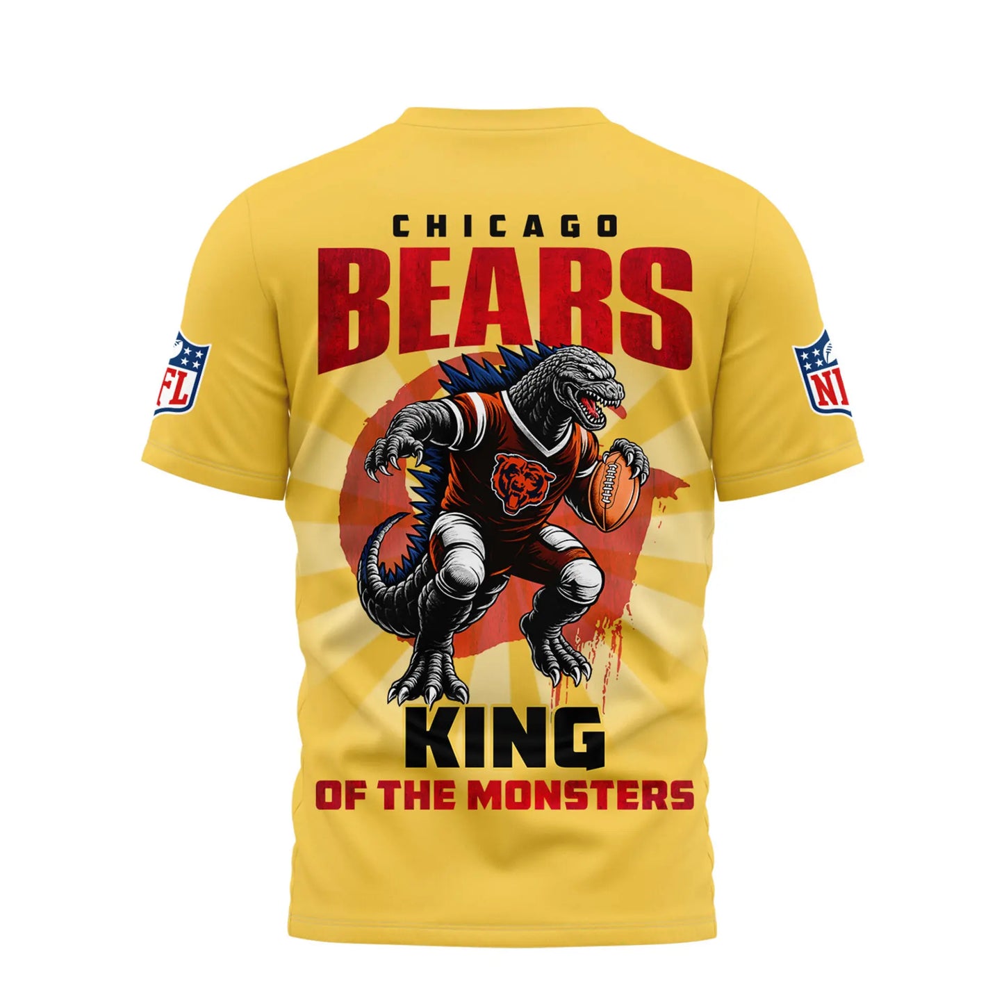 Chicago Bears | Premium NFL Godzilla King of the Monsters 3D Shirt NY – HuddleStyle.com - Image 2