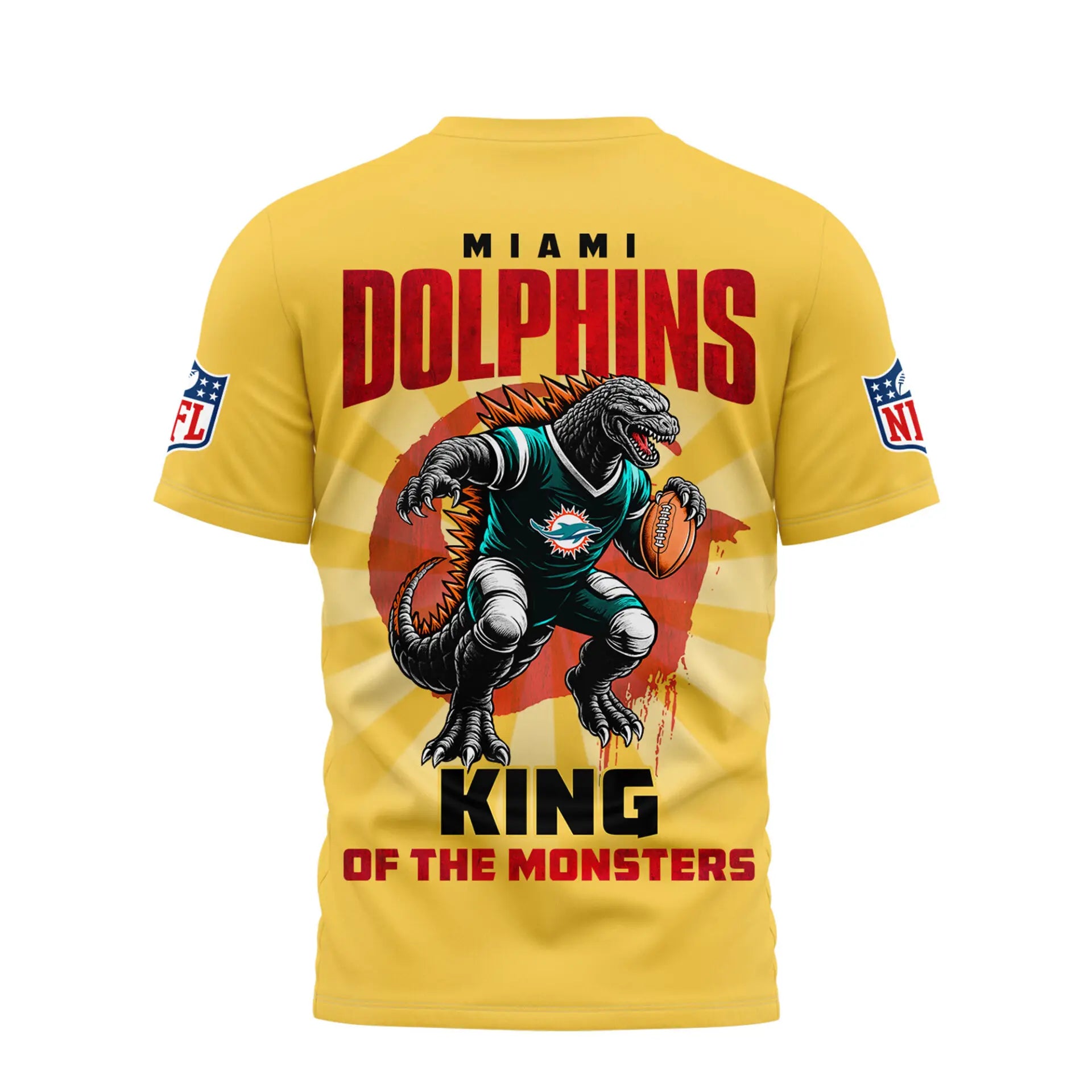 Miami Dolphins | Premium NFL Godzilla King of the Monsters 3D Shirt NY – HuddleStyle.com - Image 2