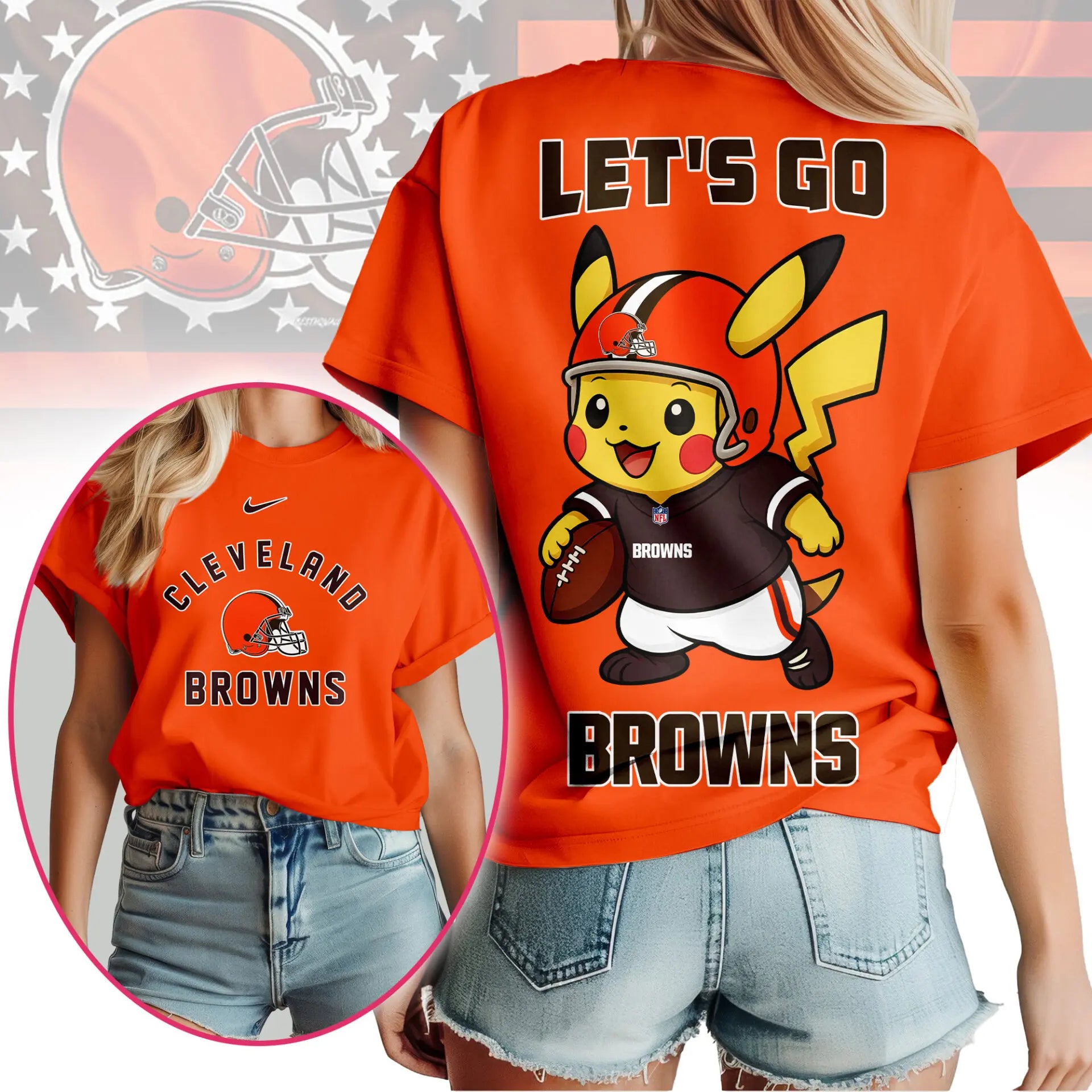 Cleveland Browns | Premium NFL Pokemon Fan 3D Shirt NY – HuddleStyle.com - Image 3