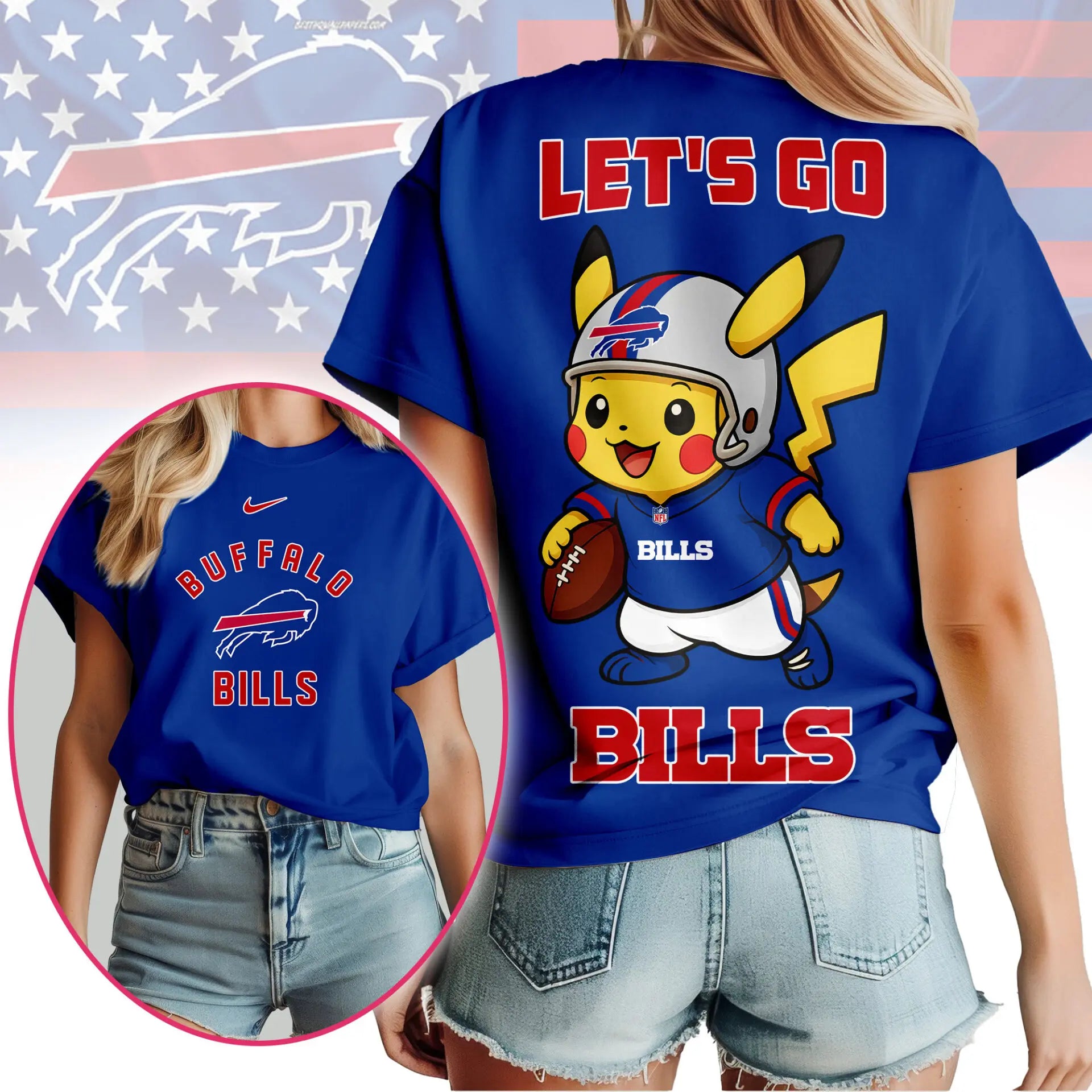 Buffalo Bills | Premium NFL Pokemon Fan 3D Shirt NY – HuddleStyle.com - Image 2