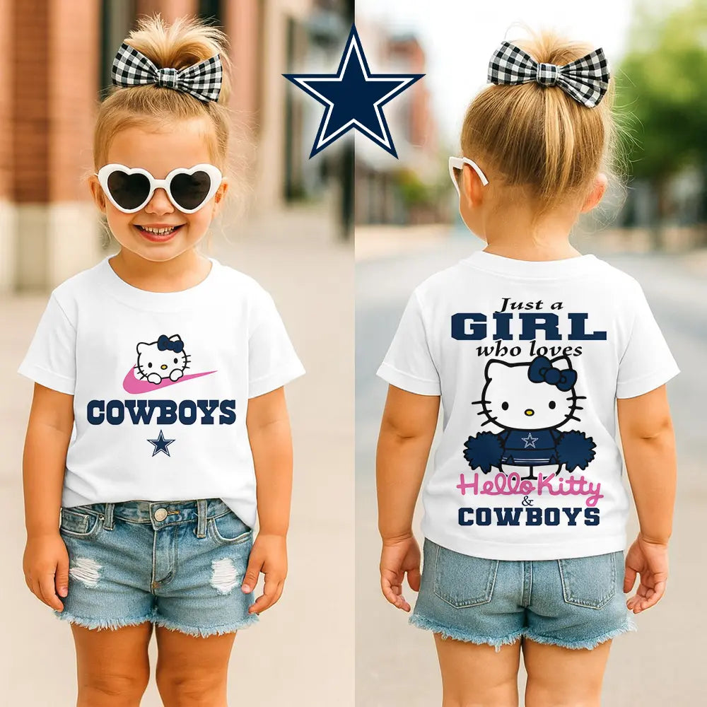 Dallas Cowboys | Premium NFL Football Girl Hello Kitty Fan Kid Shirt HI – HuddleStyle.com - Main