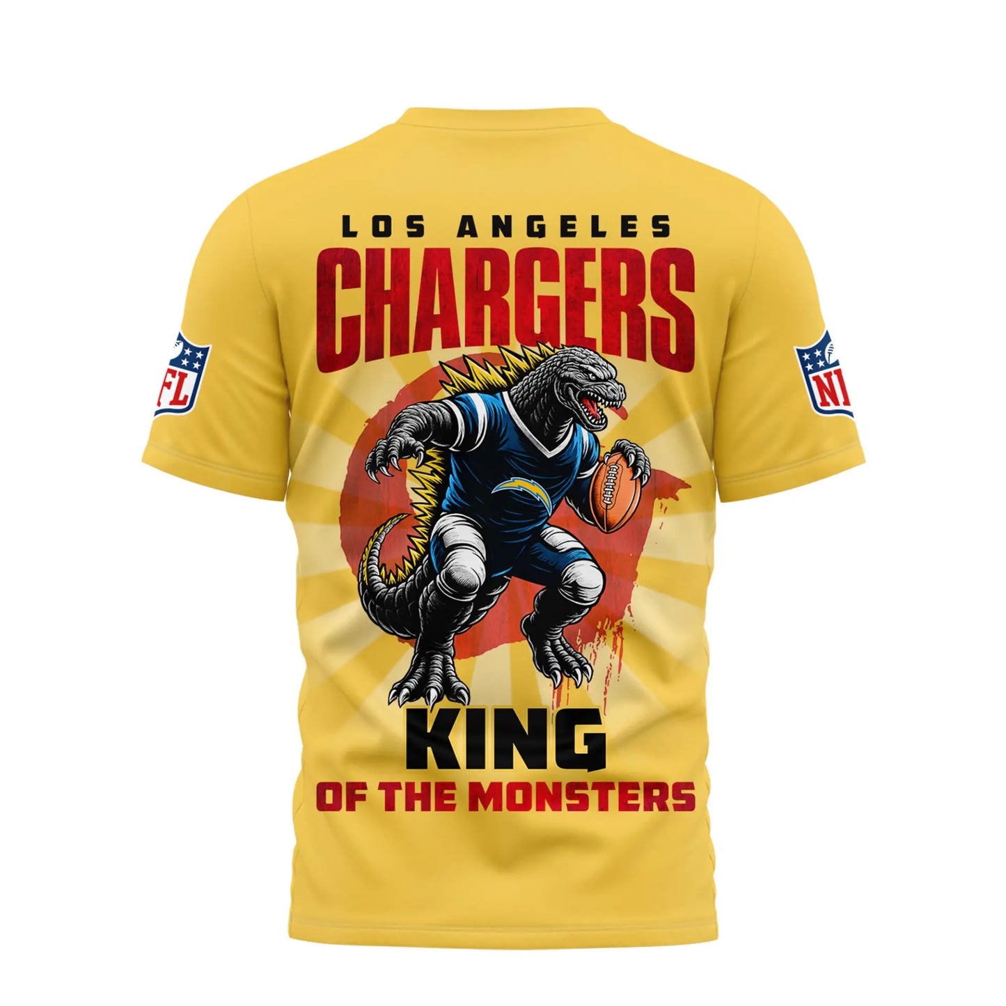 Los Angeles Chargers | Premium NFL Godzilla King of the Monsters 3D Shirt NY – HuddleStyle.com - Image 3