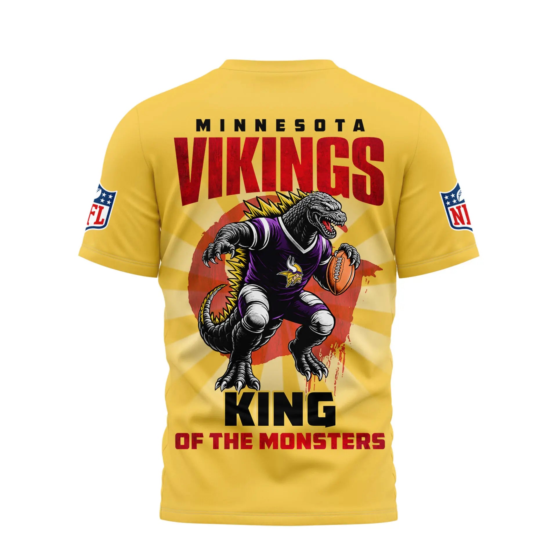 Minnesota Vikings | Premium NFL Godzilla King of the Monsters 3D Shirt NY – HuddleStyle.com - Image 3