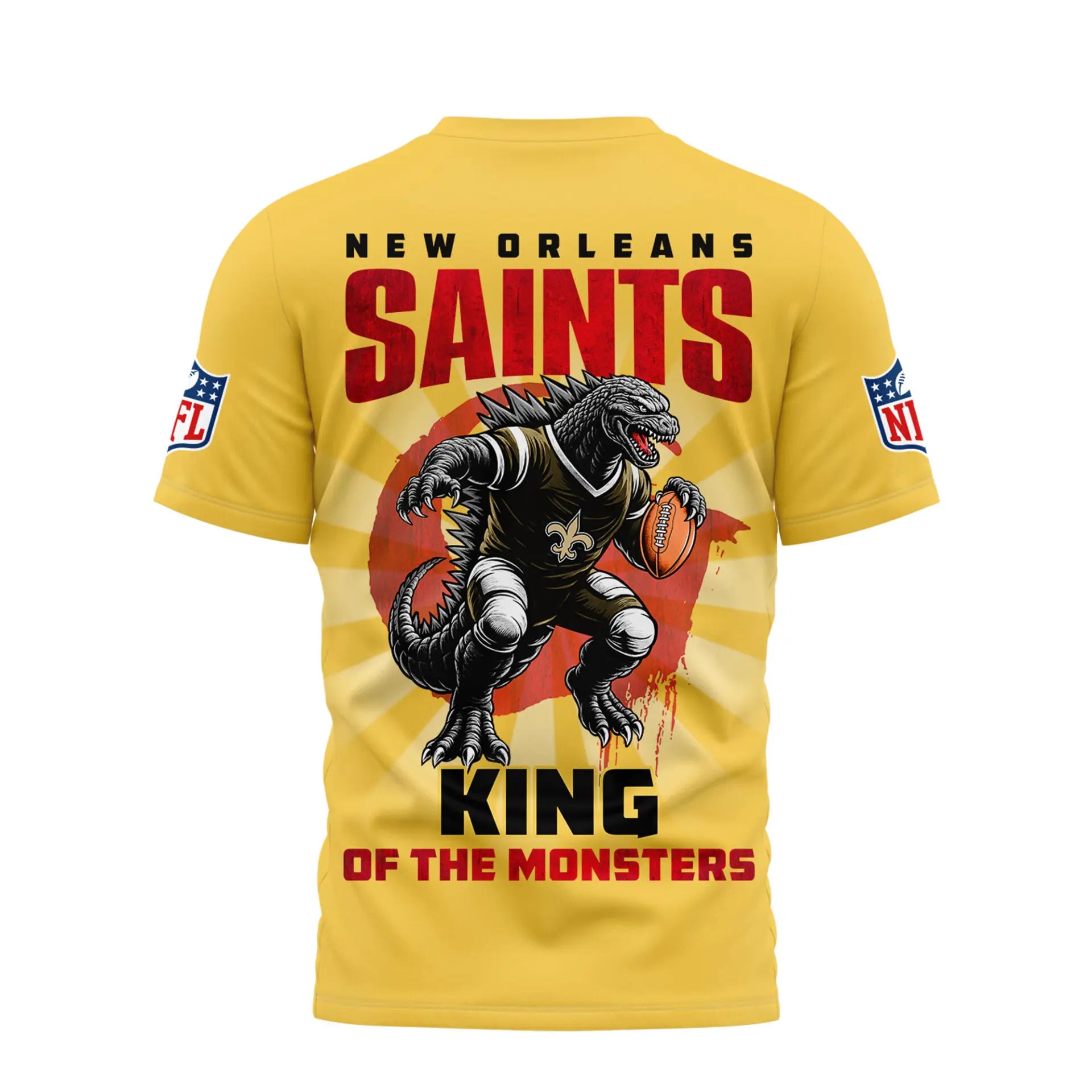 New Orleans Saints | Premium NFL Godzilla King of the Monsters 3D Shirt NY – HuddleStyle.com - Image 3
