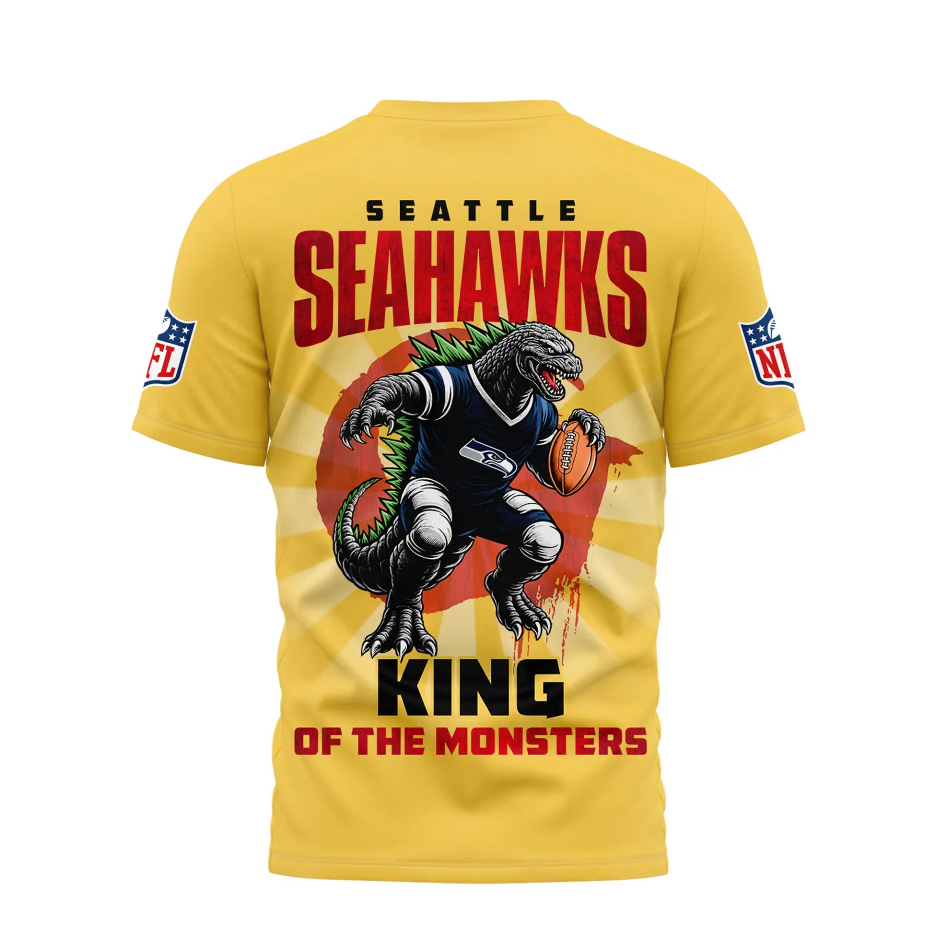 Seattle Seahawks | Premium NFL Godzilla King of the Monsters 3D Shirt NY – HuddleStyle.com - Image 3