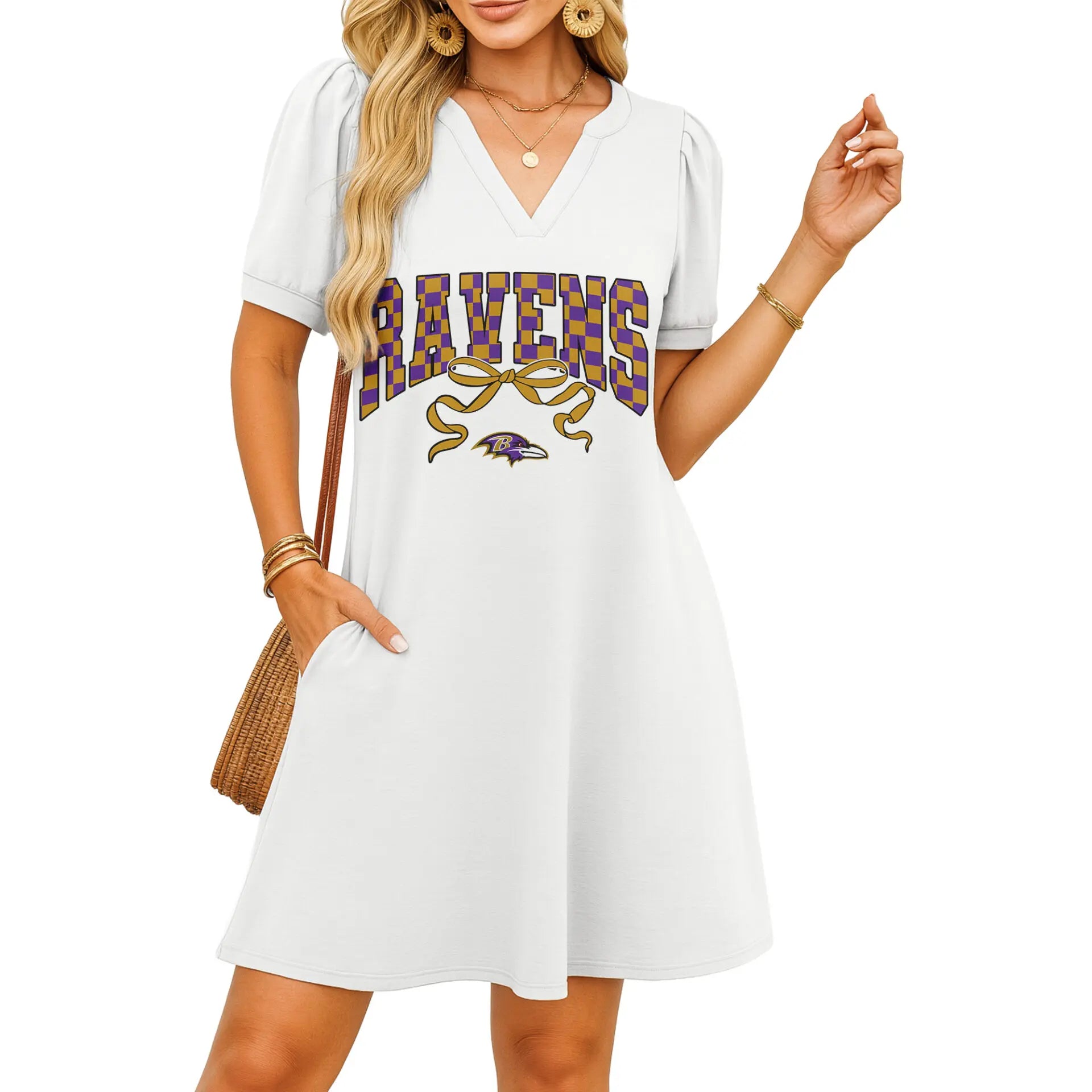 Baltimore Ravens | Premium NFL V-neck Dress HI – HuddleStyle.com - Main