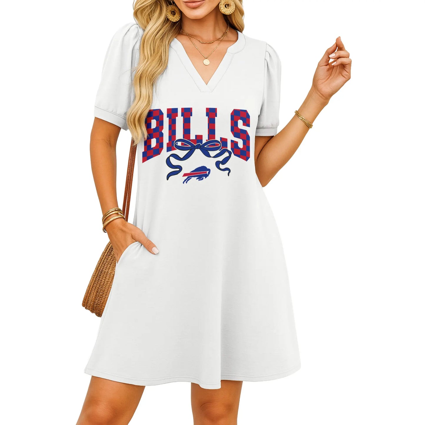 Buffalo Bills | Premium NFL V-neck Dress HI – HuddleStyle.com - Image 2