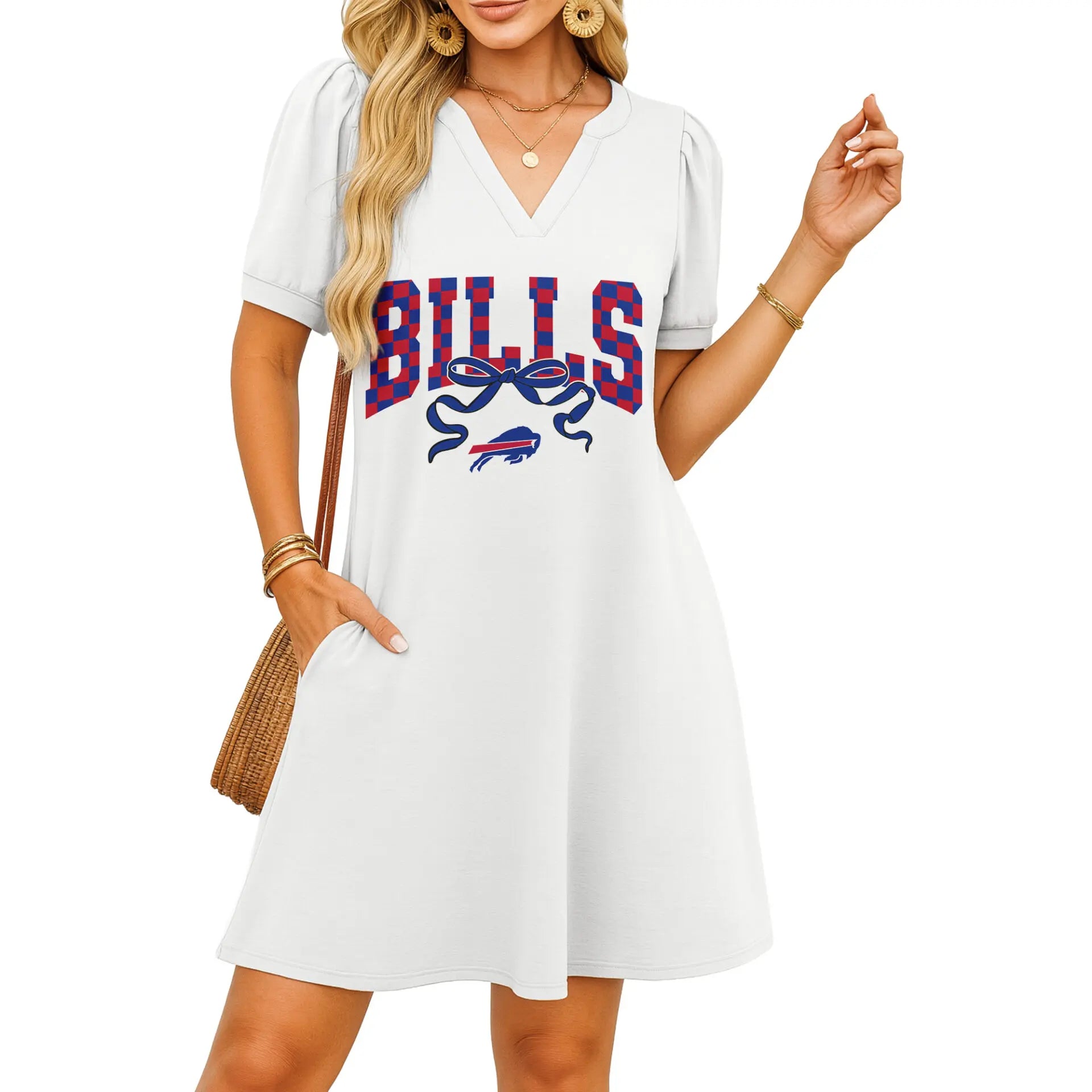 Buffalo Bills | Premium NFL V-neck Dress HI – HuddleStyle.com - Image 2