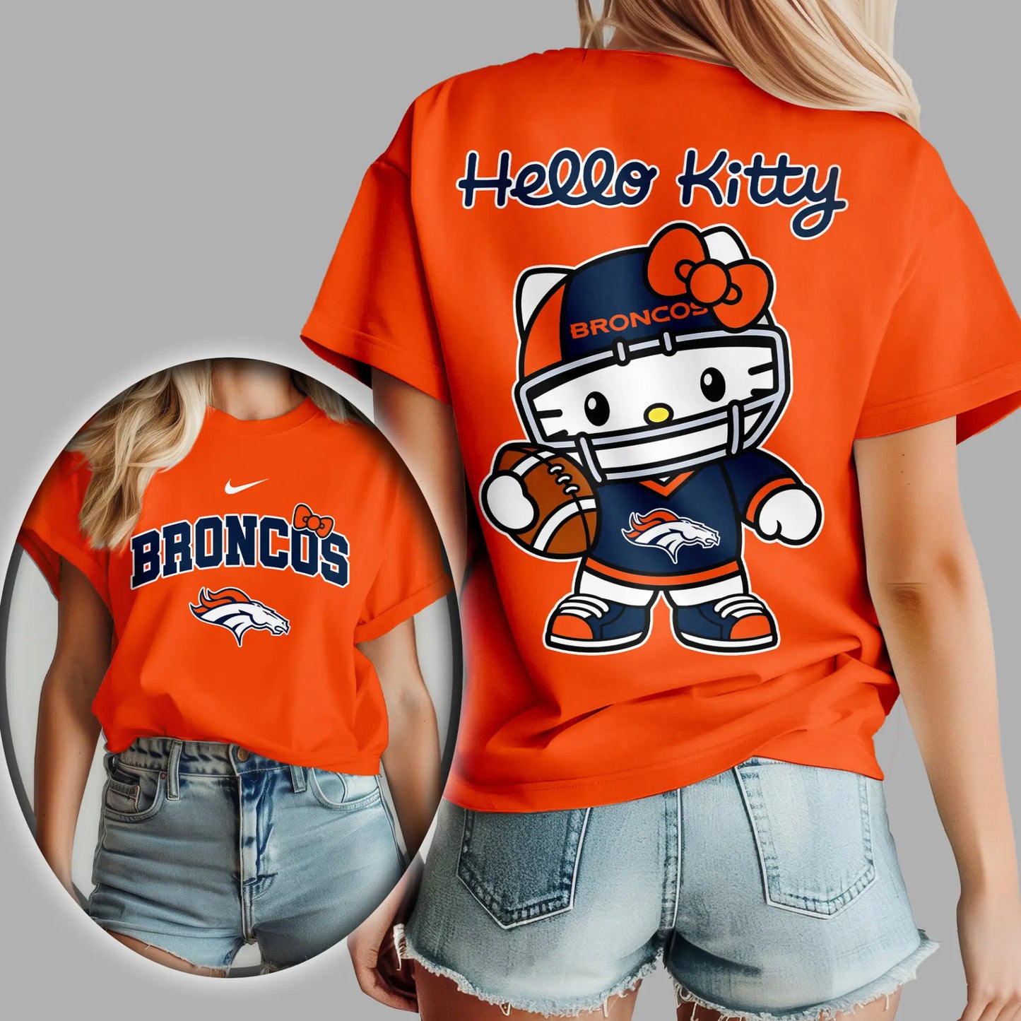 Denver Broncos | Premium NFL Hello Kitty 3D Shirt TD – HuddleStyle.com - Main