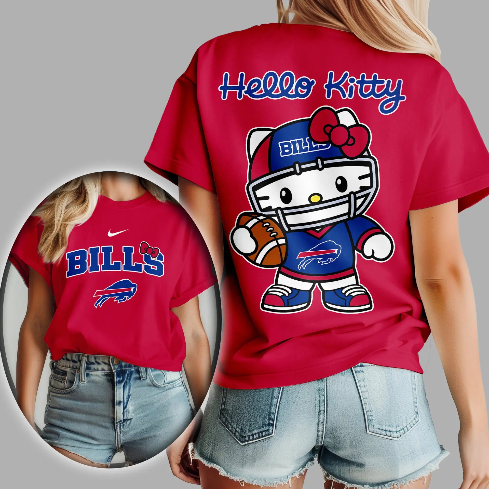 Buffalo Bills | Premium NFL Hello Kitty 3D Shirt TD – HuddleStyle.com - Image 2