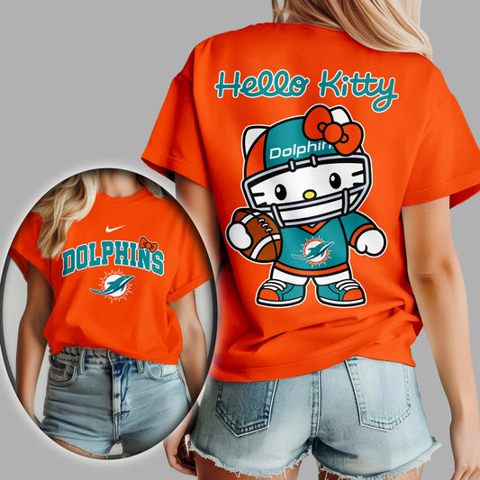 Miami Dolphins | Premium NFL Hello Kitty 3D Shirt TD – HuddleStyle.com - Main