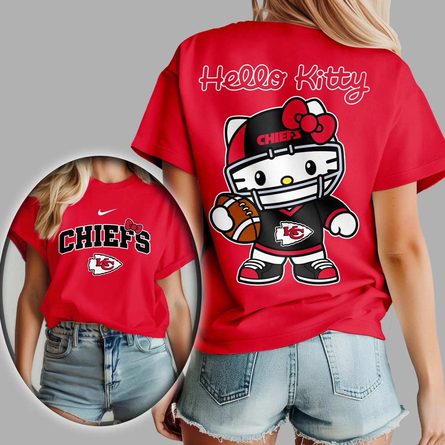 Kansas City Chiefs | Premium NFL Hello Kitty 3D Shirt TD – HuddleStyle.com - Main