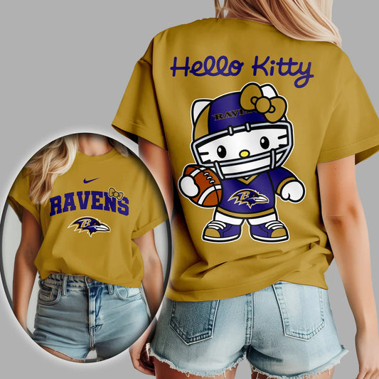 Baltimore Ravens | Premium NFL Hello Kitty 3D Shirt TD – HuddleStyle.com - Main