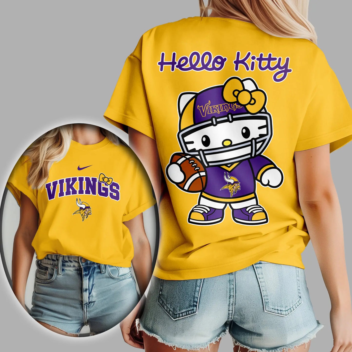 Minnesota Vikings | Premium NFL Hello Kitty 3D Shirt TD – HuddleStyle.com - Main
