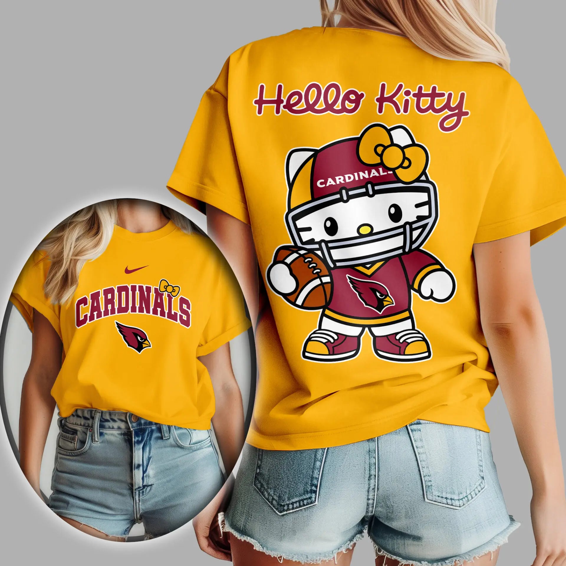 Arizona Cardinals | Premium NFL Hello Kitty 3D Shirt TD – HuddleStyle.com - Image 4