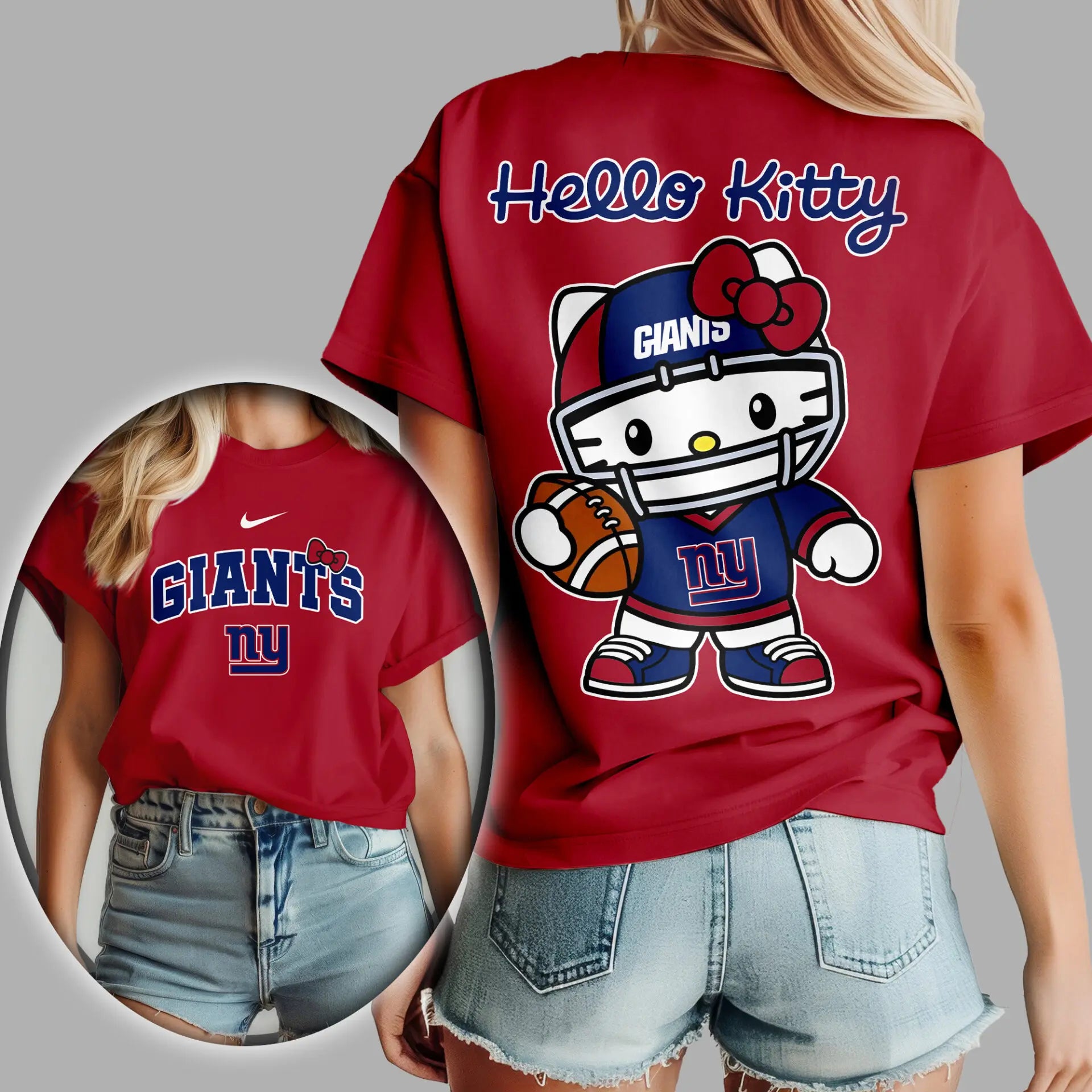 New York Giants | Premium NFL Hello Kitty 3D Shirt TD – HuddleStyle.com - Image 2