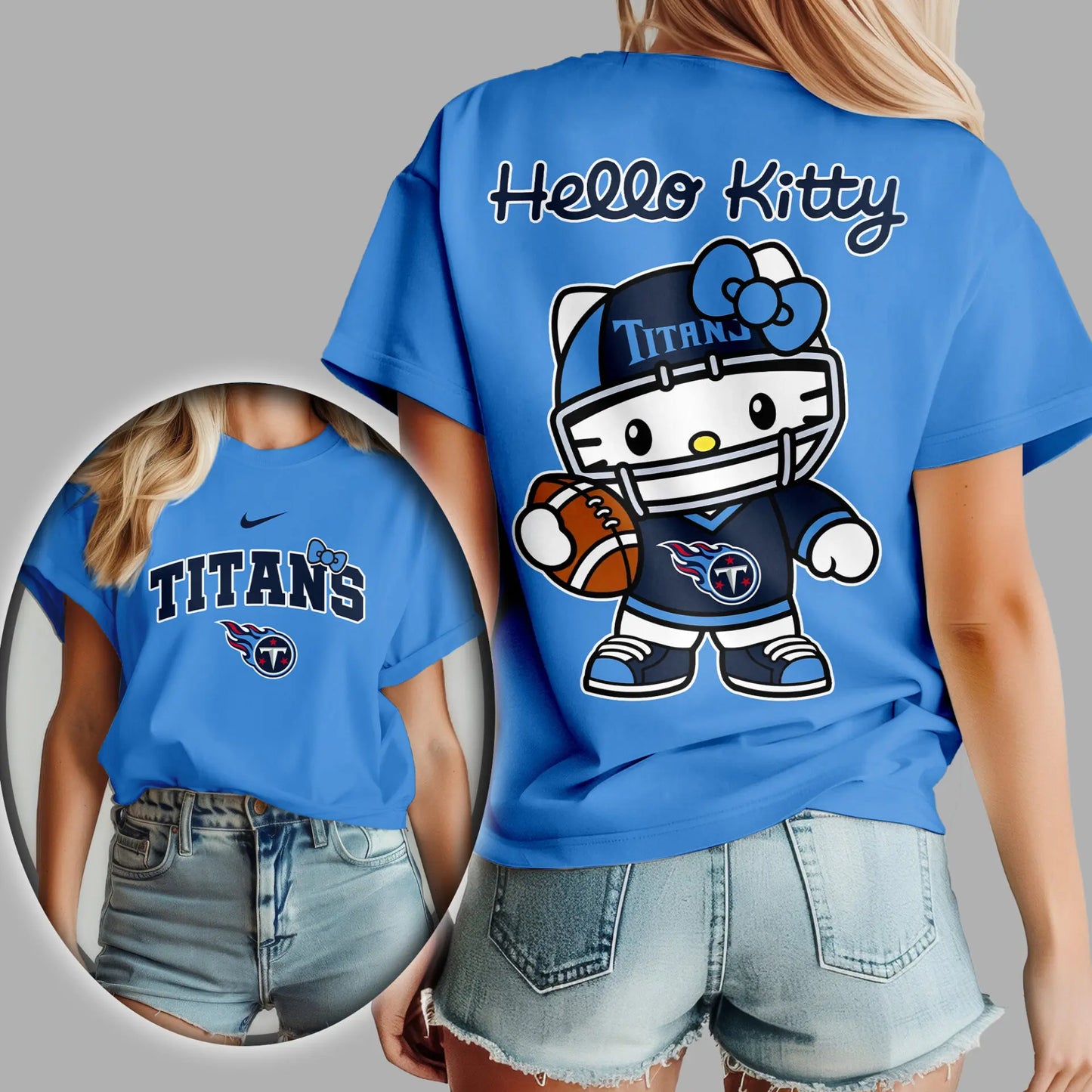 Tennessee Titans | Premium NFL Hello Kitty 3D Shirt TD – HuddleStyle.com - Image 3