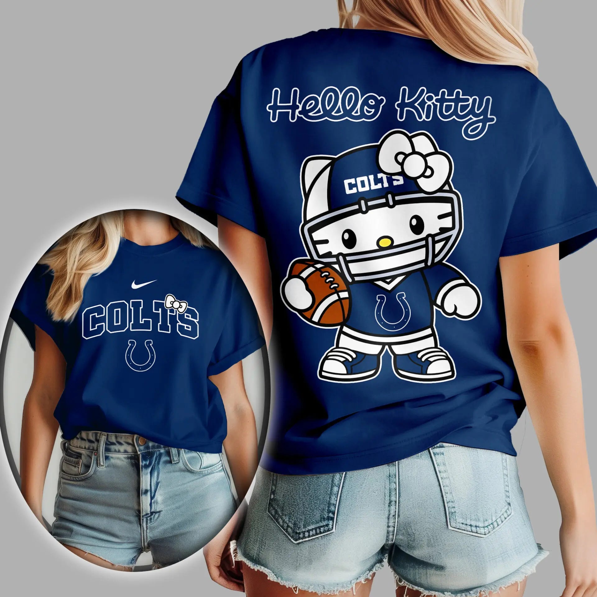 Indianapolis Colts | Premium NFL Hello Kitty 3D Shirt TD – HuddleStyle.com - Main