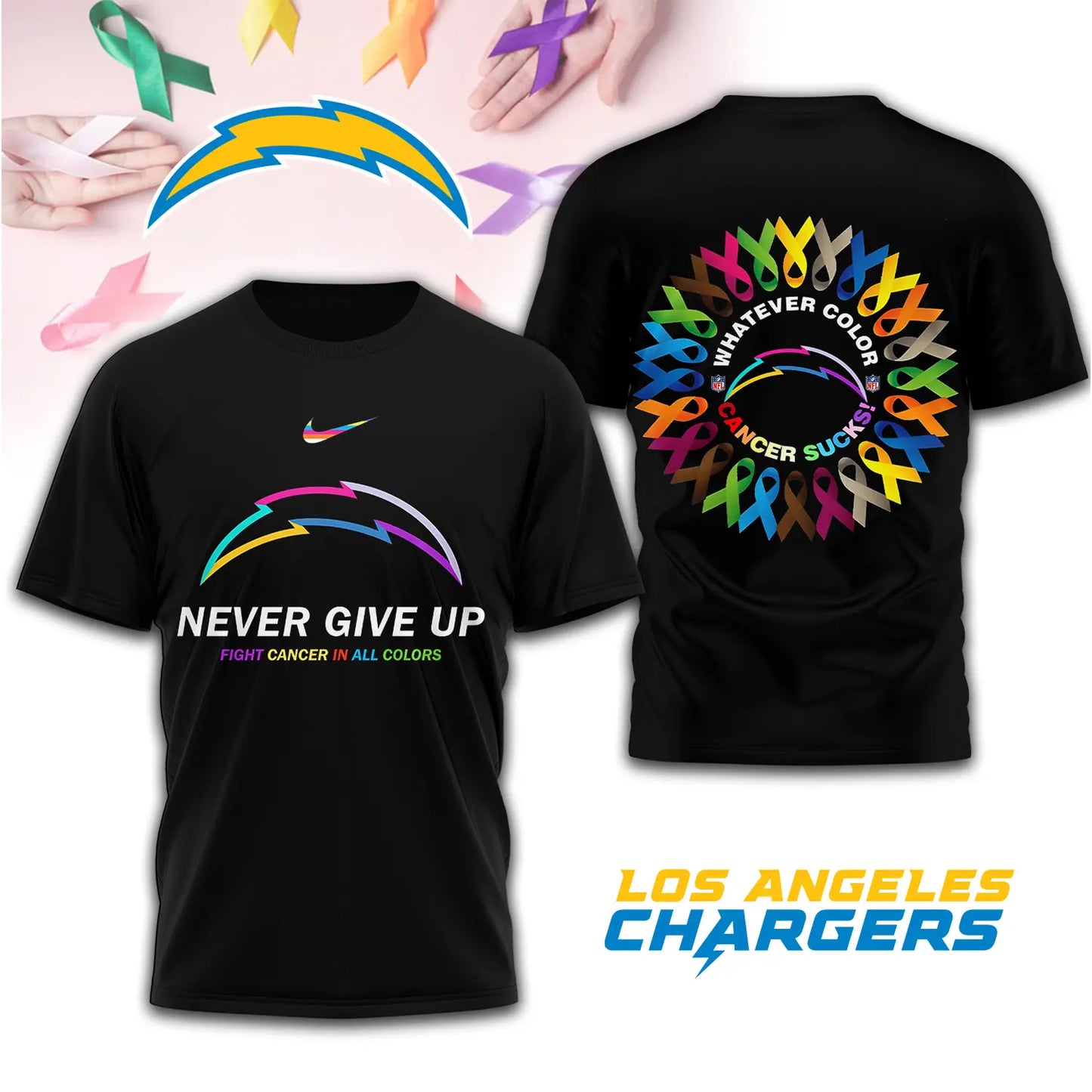 Los Angeles Chargers | Premium Fight Cancer In All Colors 3D Shirt TD – HuddleStyle.com - Image 4