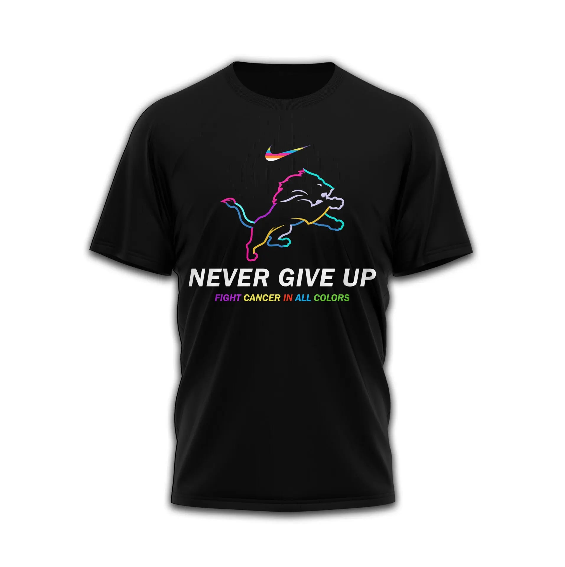 Detroit Lions | Premium Fight Cancer In All Colors 3D Shirt TD – HuddleStyle.com - Image 3