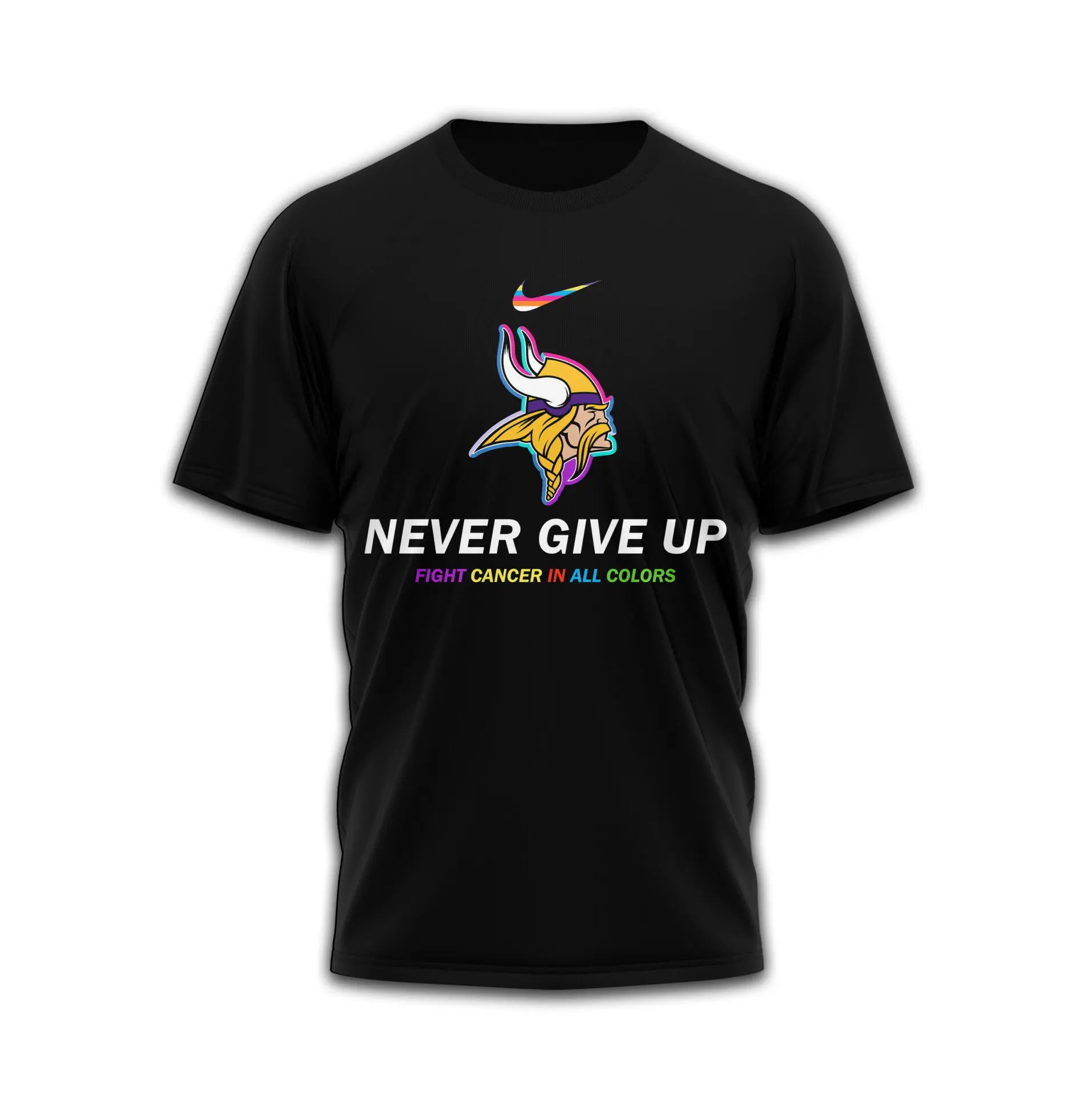 Minnesota Vikings | Premium Fight Cancer In All Colors 3D Shirt TD – HuddleStyle.com - Image 2