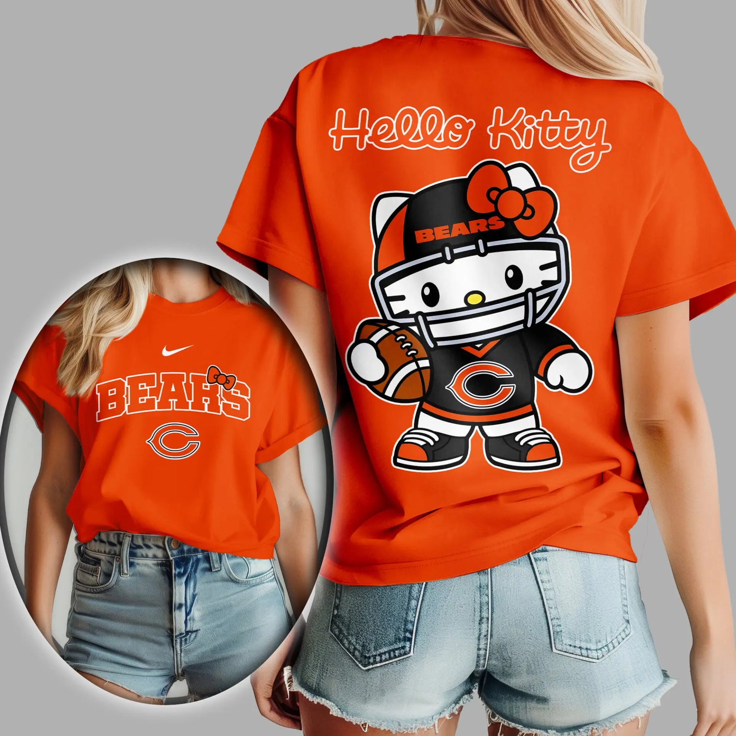 Chicago Bears | Premium NFL Hello Kitty 3D Shirt TD – HuddleStyle.com - Image 3