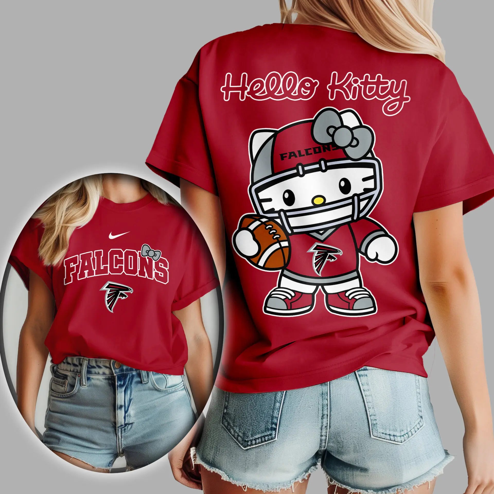 Atlanta Falcons | Premium NFL Hello Kitty 3D Shirt TD – HuddleStyle.com - Image 4
